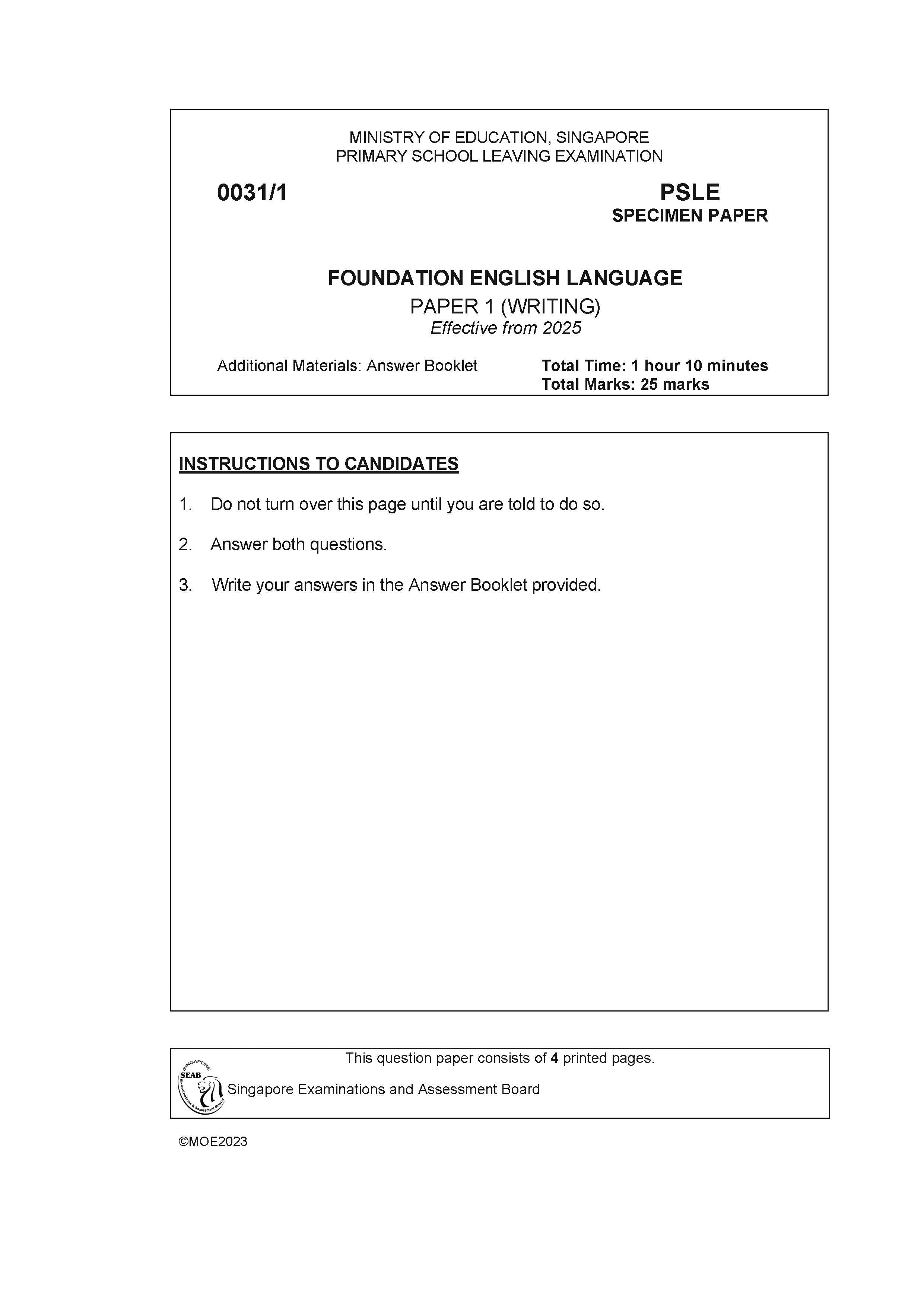 PSLE Foundation English Exam Q&A 22-24 (Yearly)