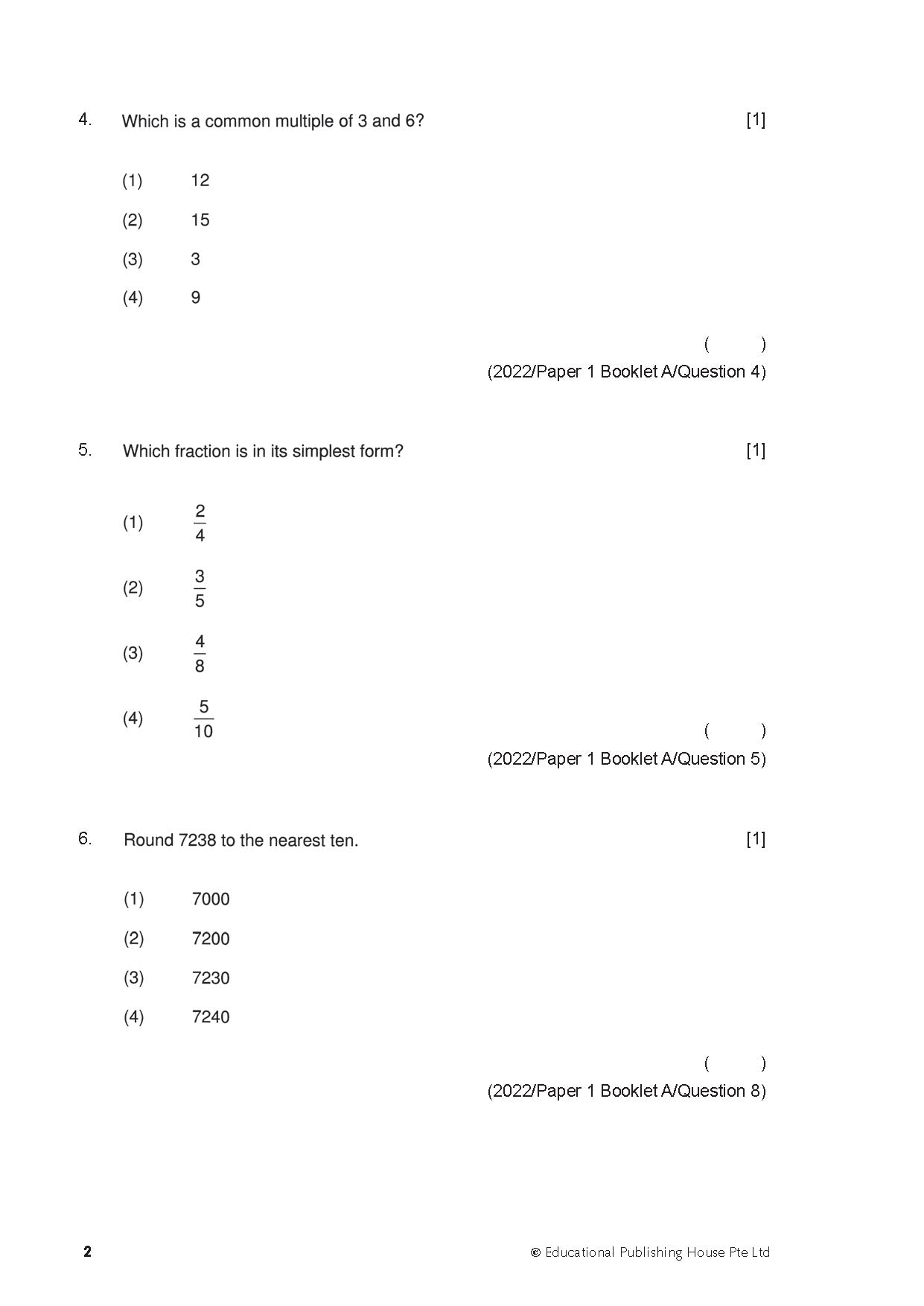 PSLE Foundation Maths Exam Q&A 22-24 (Topic)