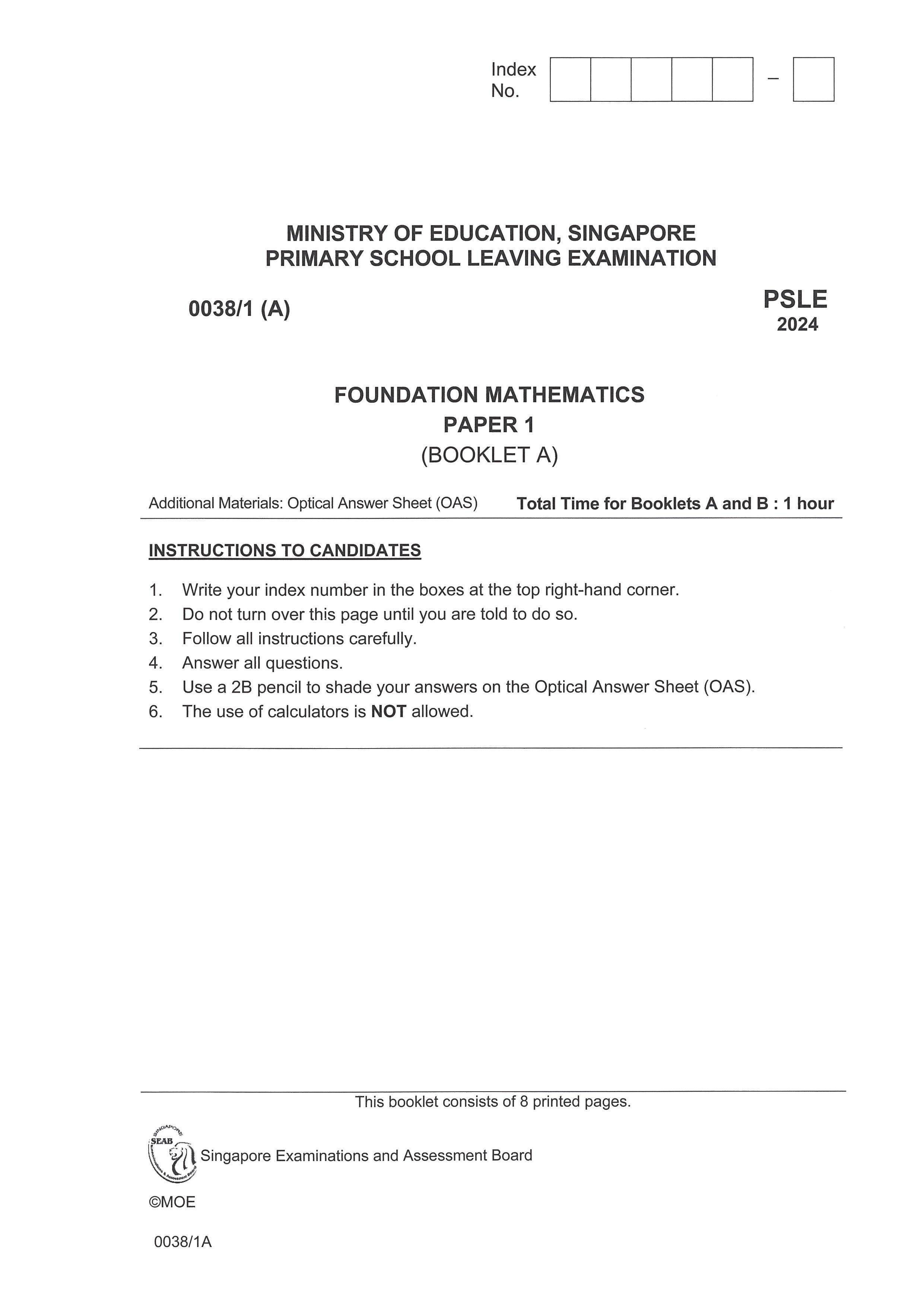 PSLE Foundation Maths Exam Q&A 22-24 (Yearly)