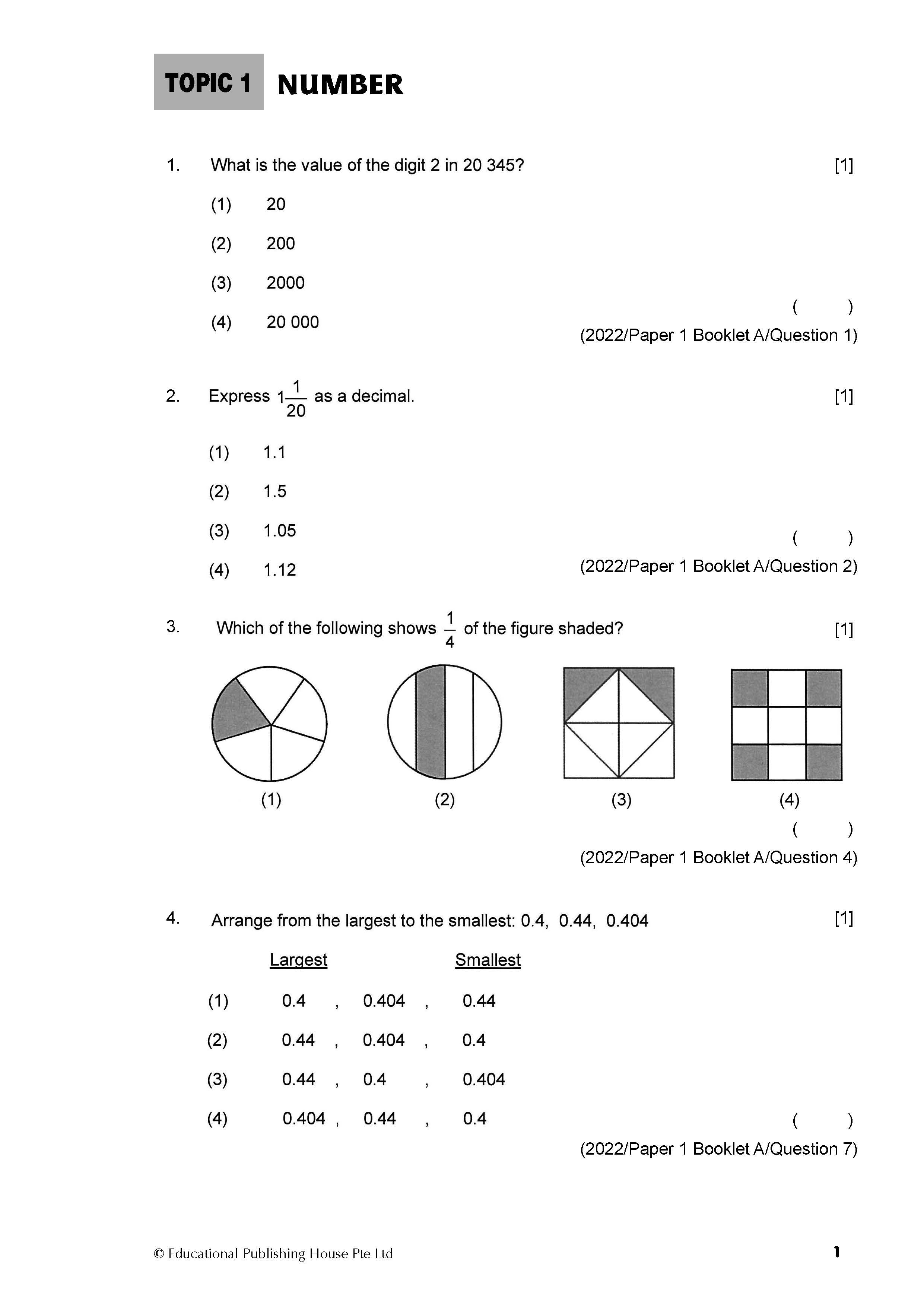 PSLE Maths Exam Q&A 22-24 (Topic)