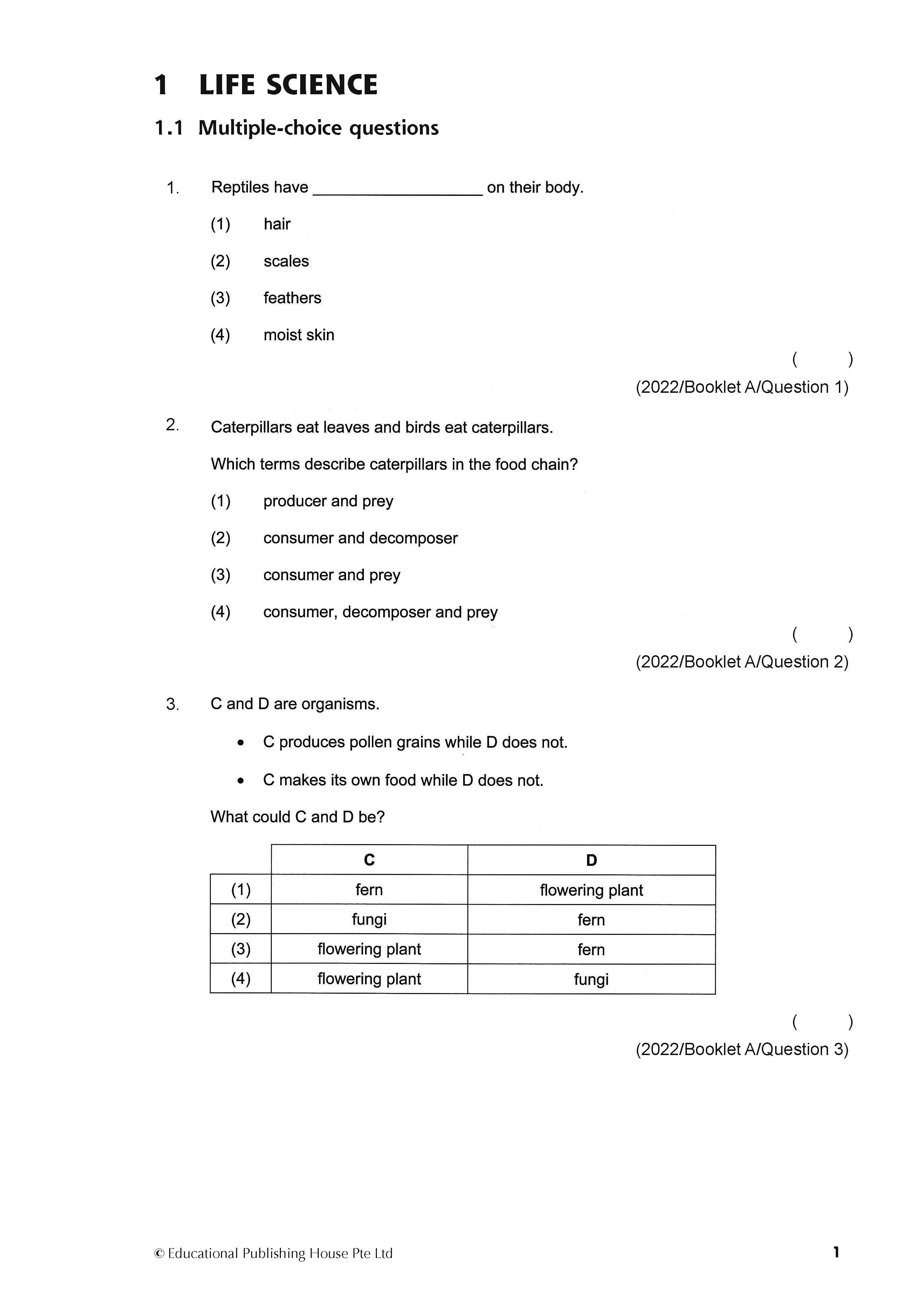 PSLE Science Exam Q&A 22-24 (Topic)