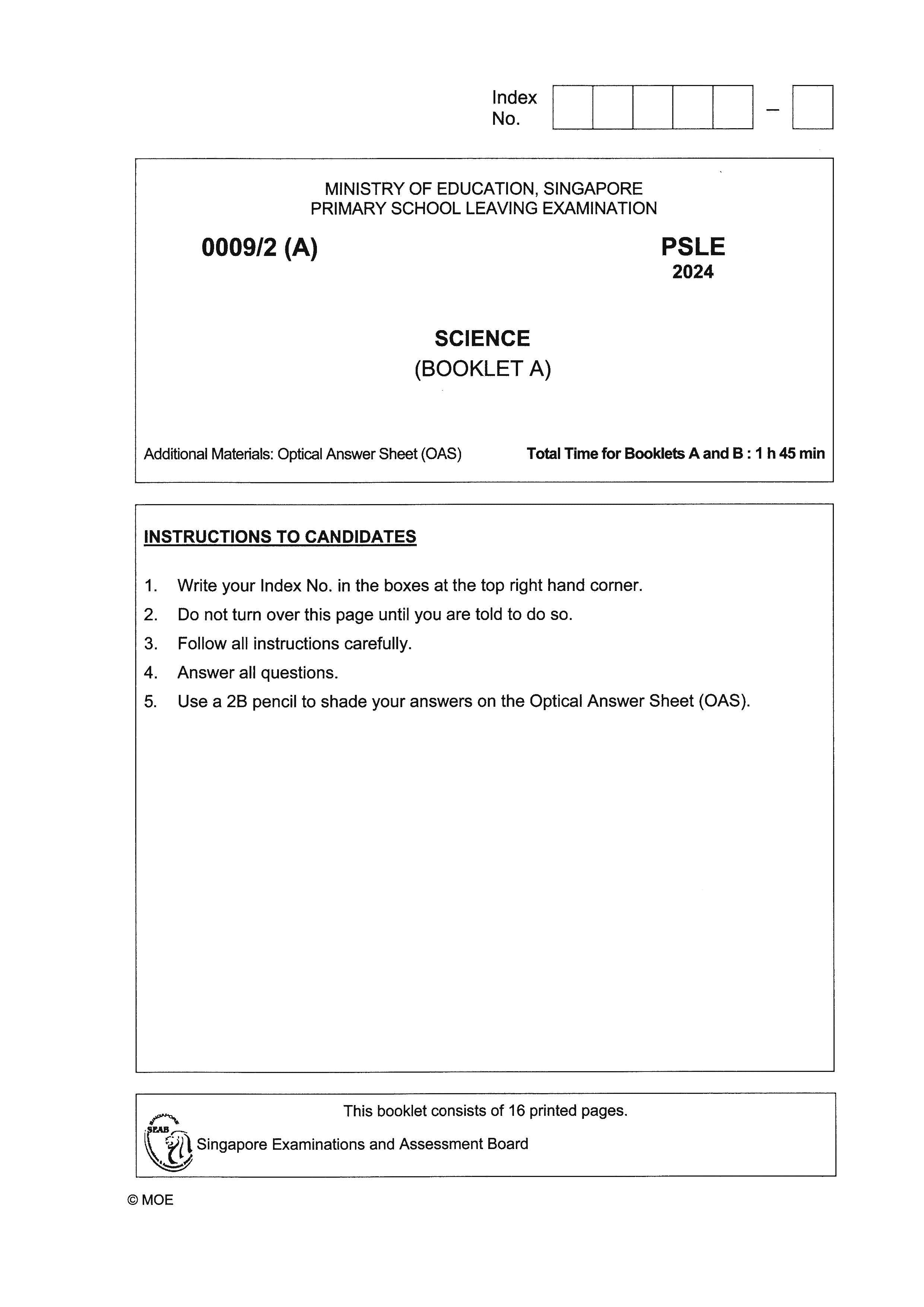 PSLE Science Exam Q&A 22-24 (Yearly)