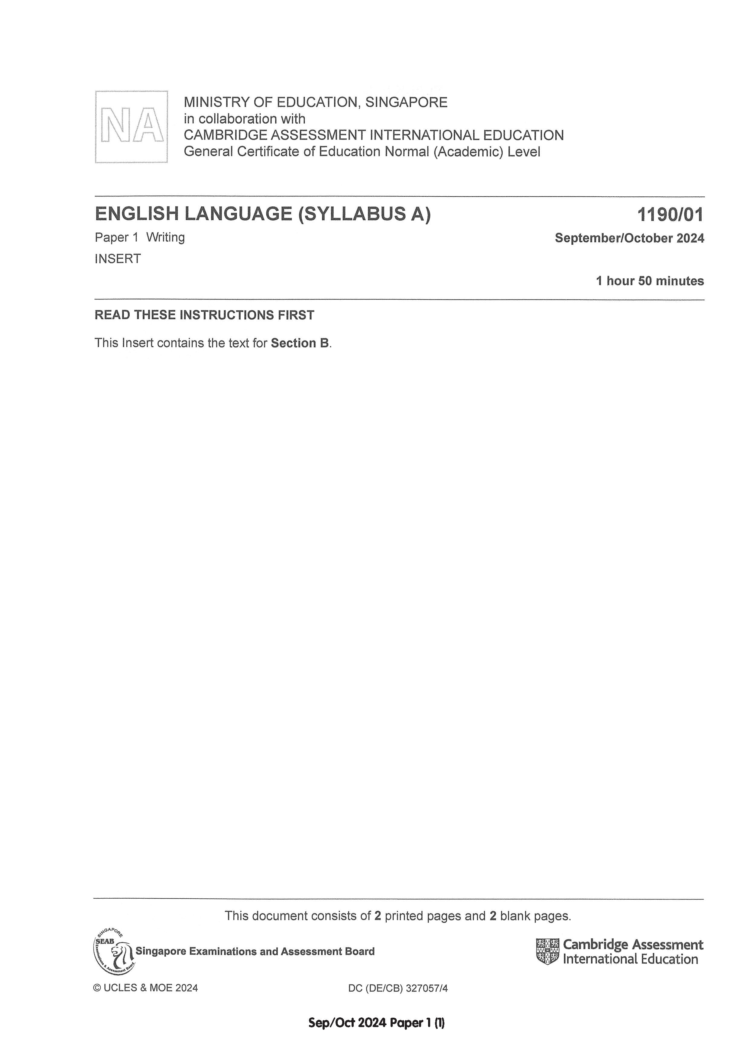 Normal(A) English Exam Q&A 15-24 (Yearly)