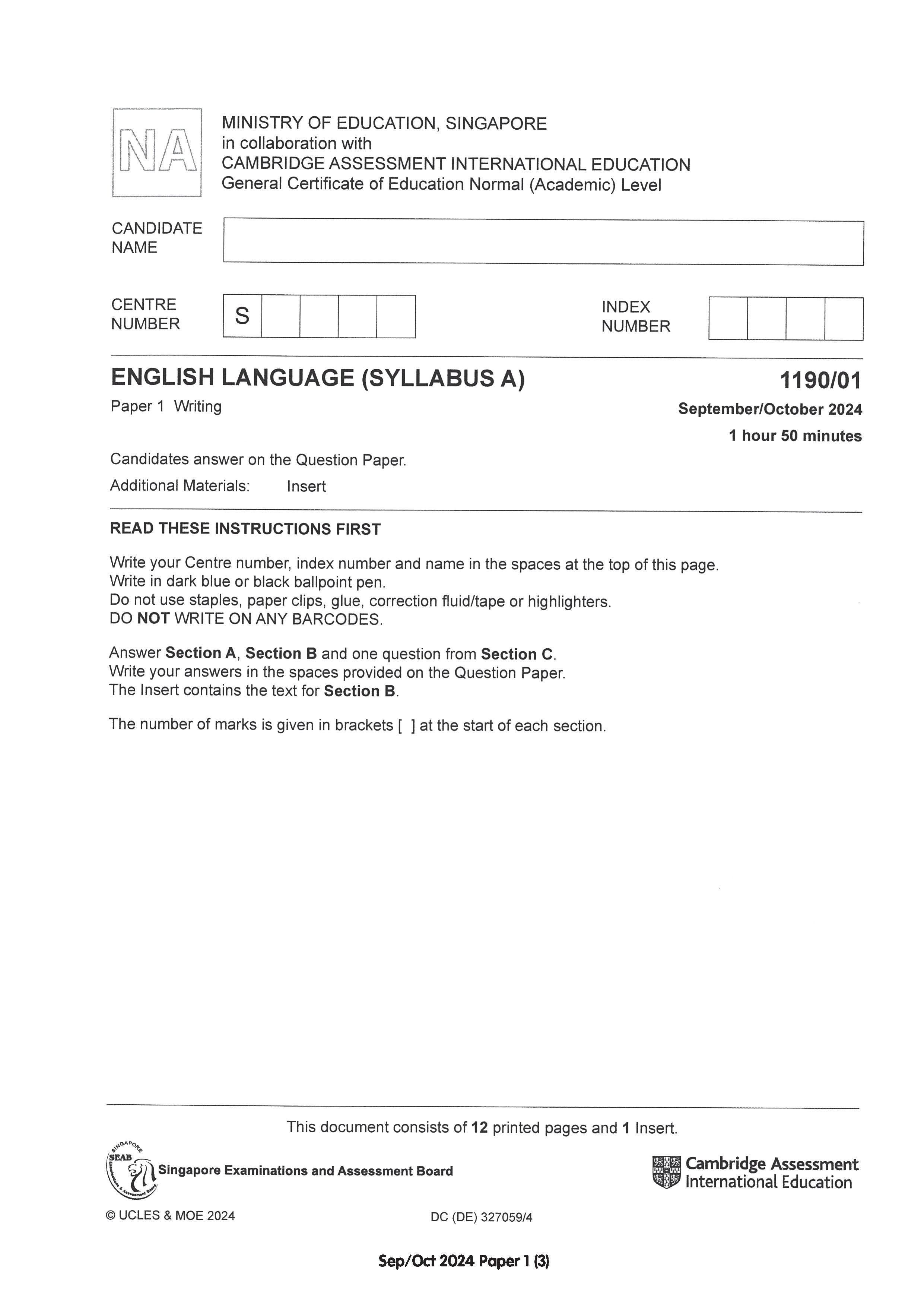 Normal(A) English Exam Q&A 15-24 (Yearly)