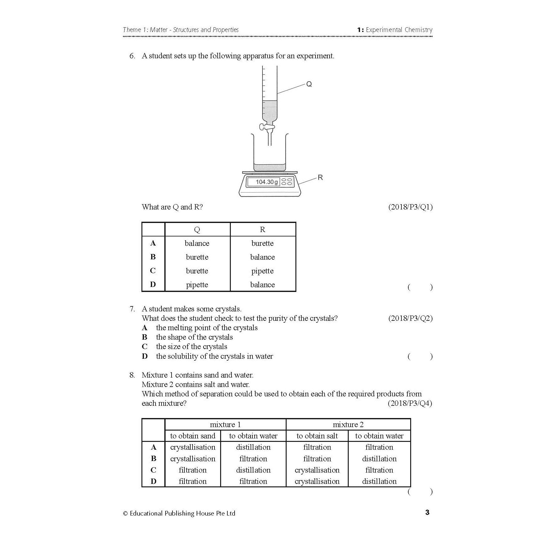 Normal(A) Science Chemistry Exam Q&A 15-24 (Topic)