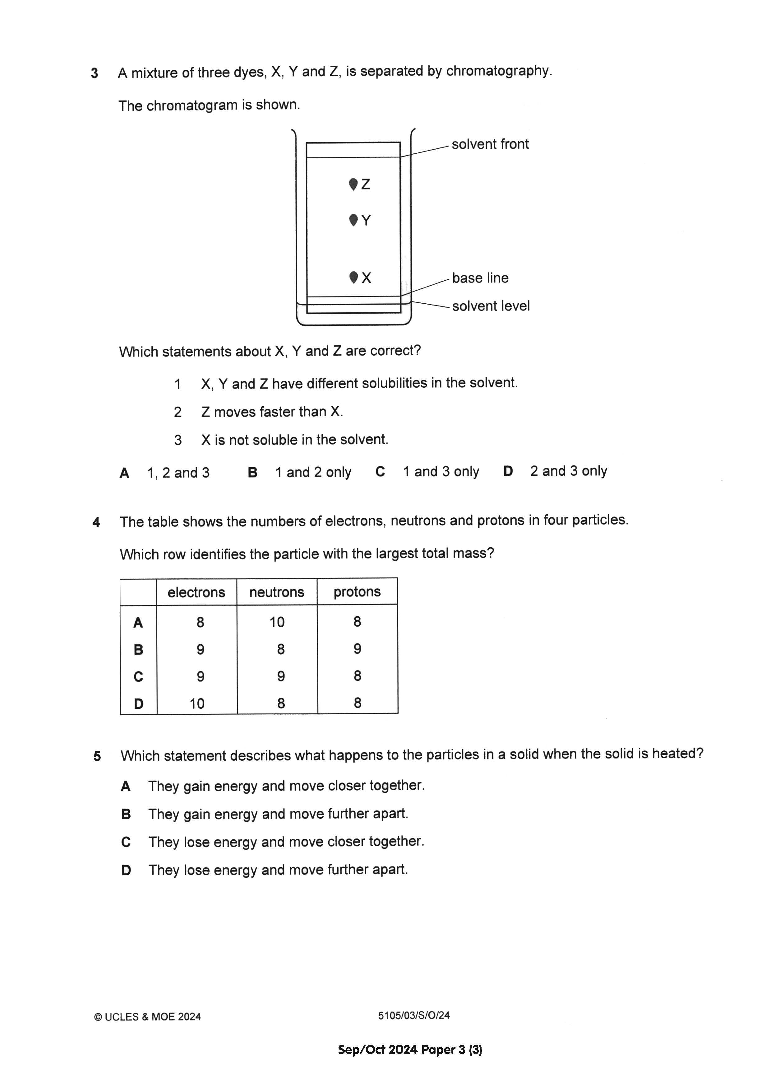 Normal(A) Science Chemistry Exam Q&A 15-24 (Yearly)