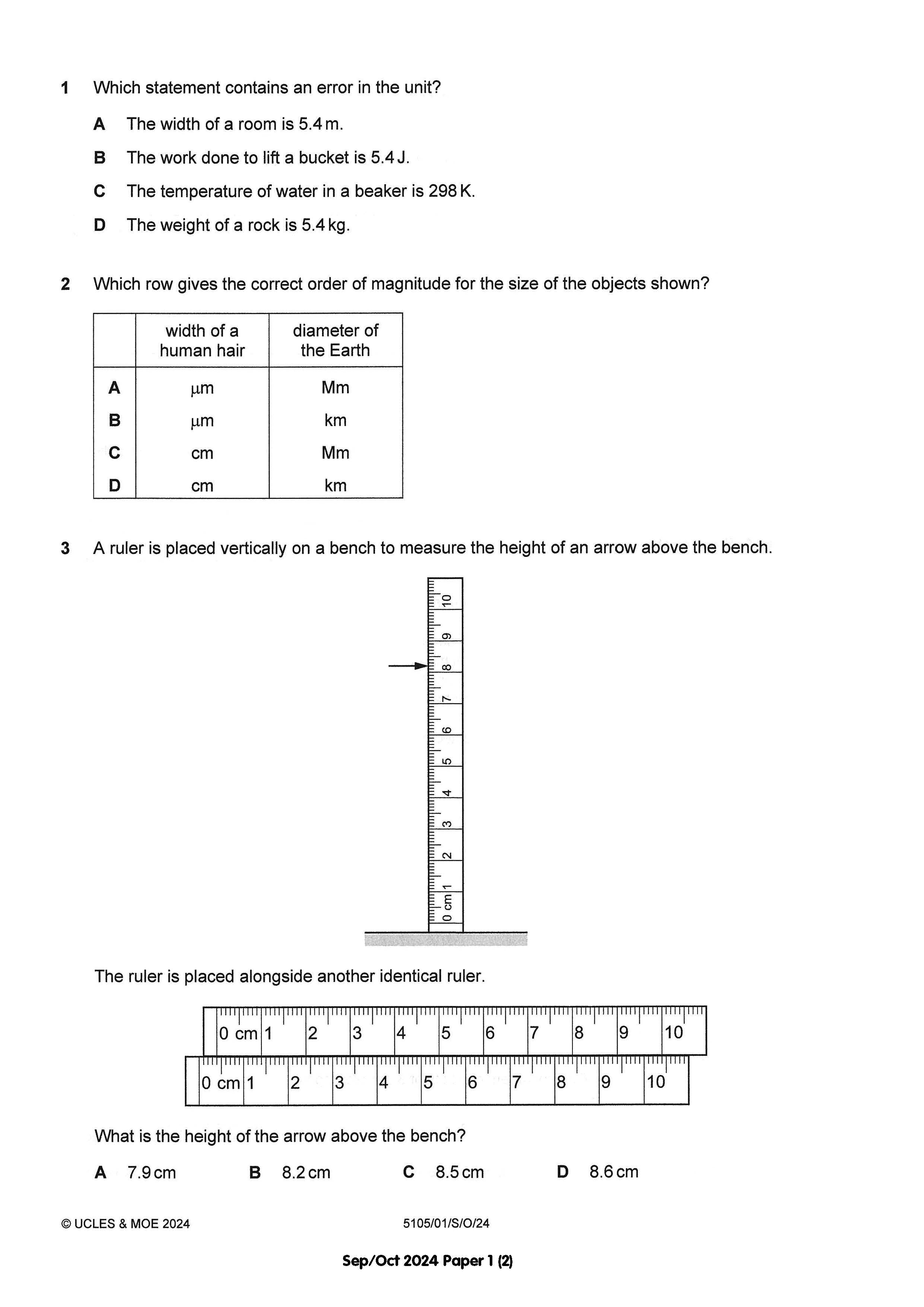 Normal(A) Science Physics Exam Q&A 15-24 (Yearly)