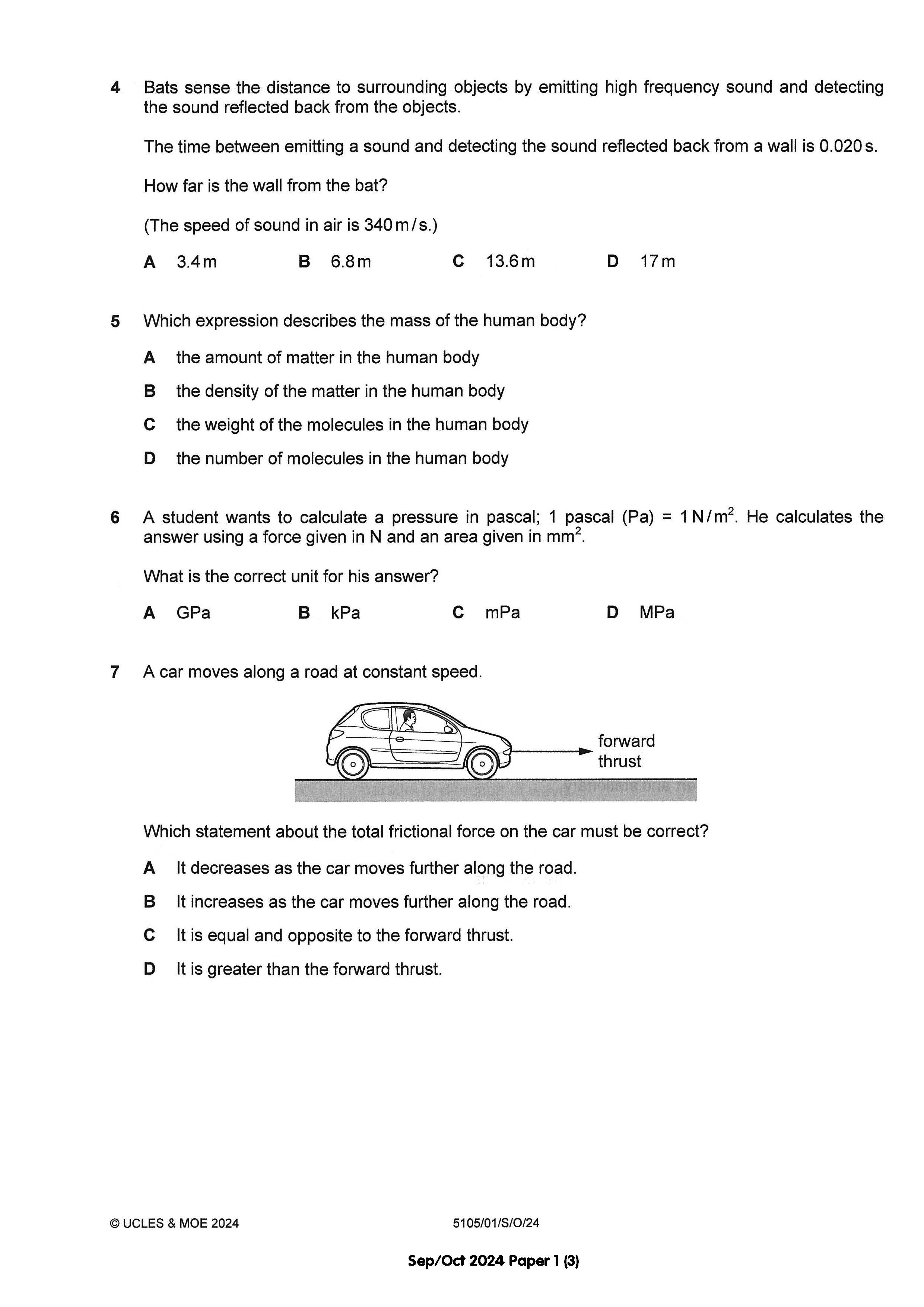 Normal(A) Science Physics Exam Q&A 15-24 (Yearly)