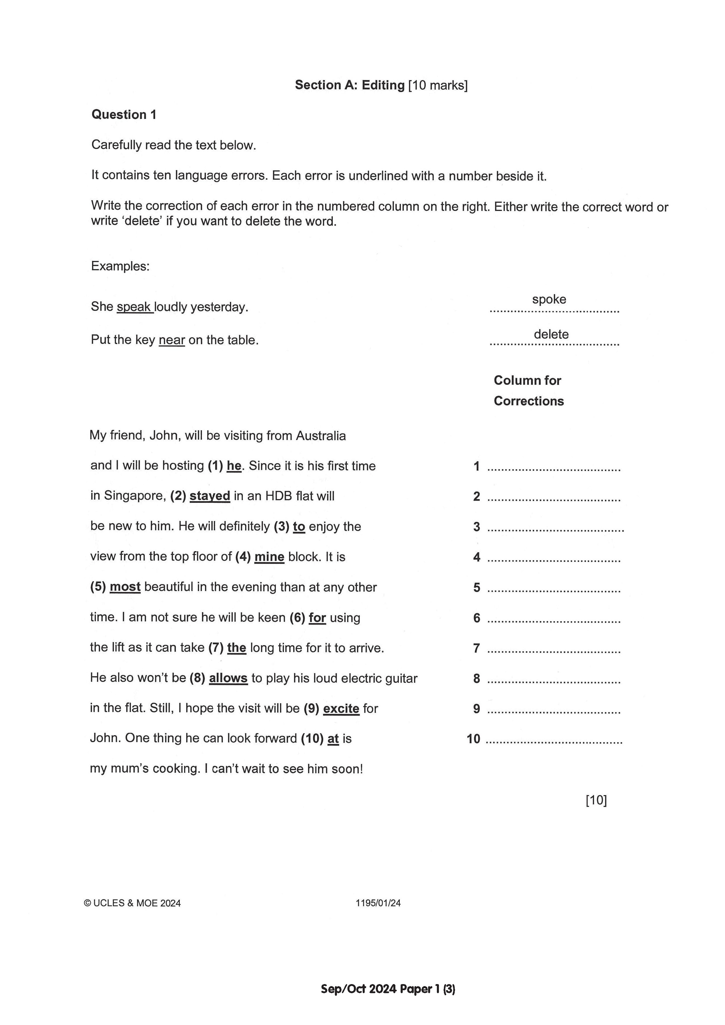 Normal(T) English Exam Q&A 15-24 (Yearly)