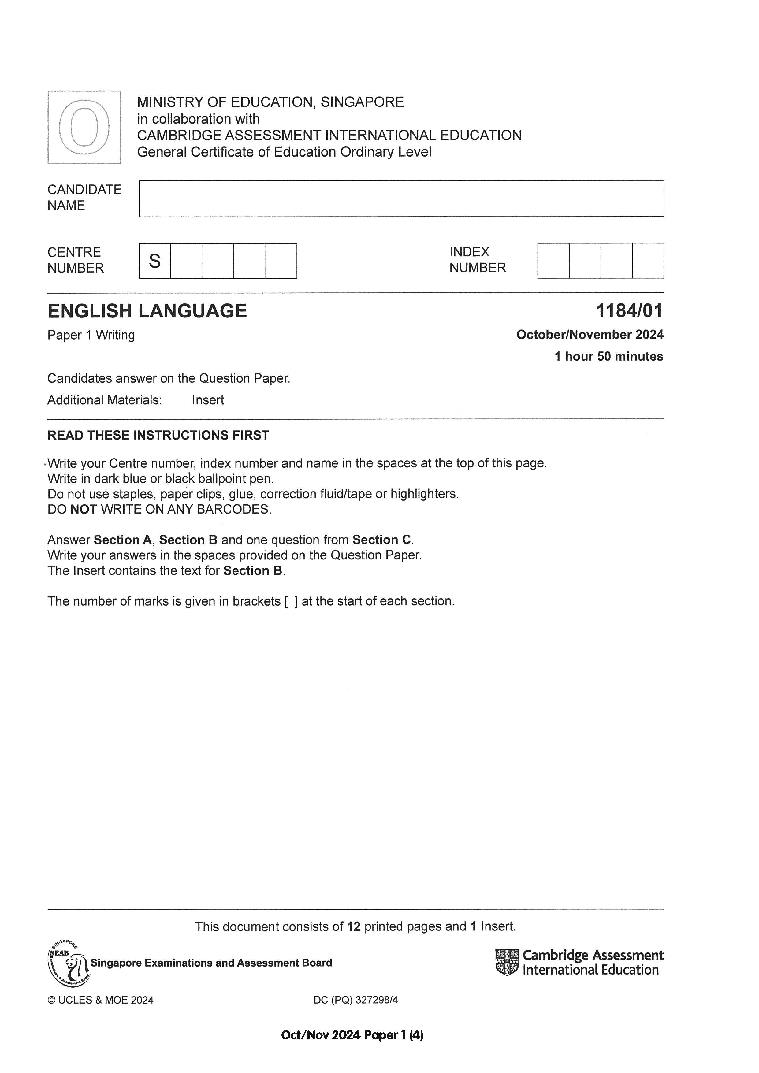 O Level English Exam Q&A 15-24 (Yearly)