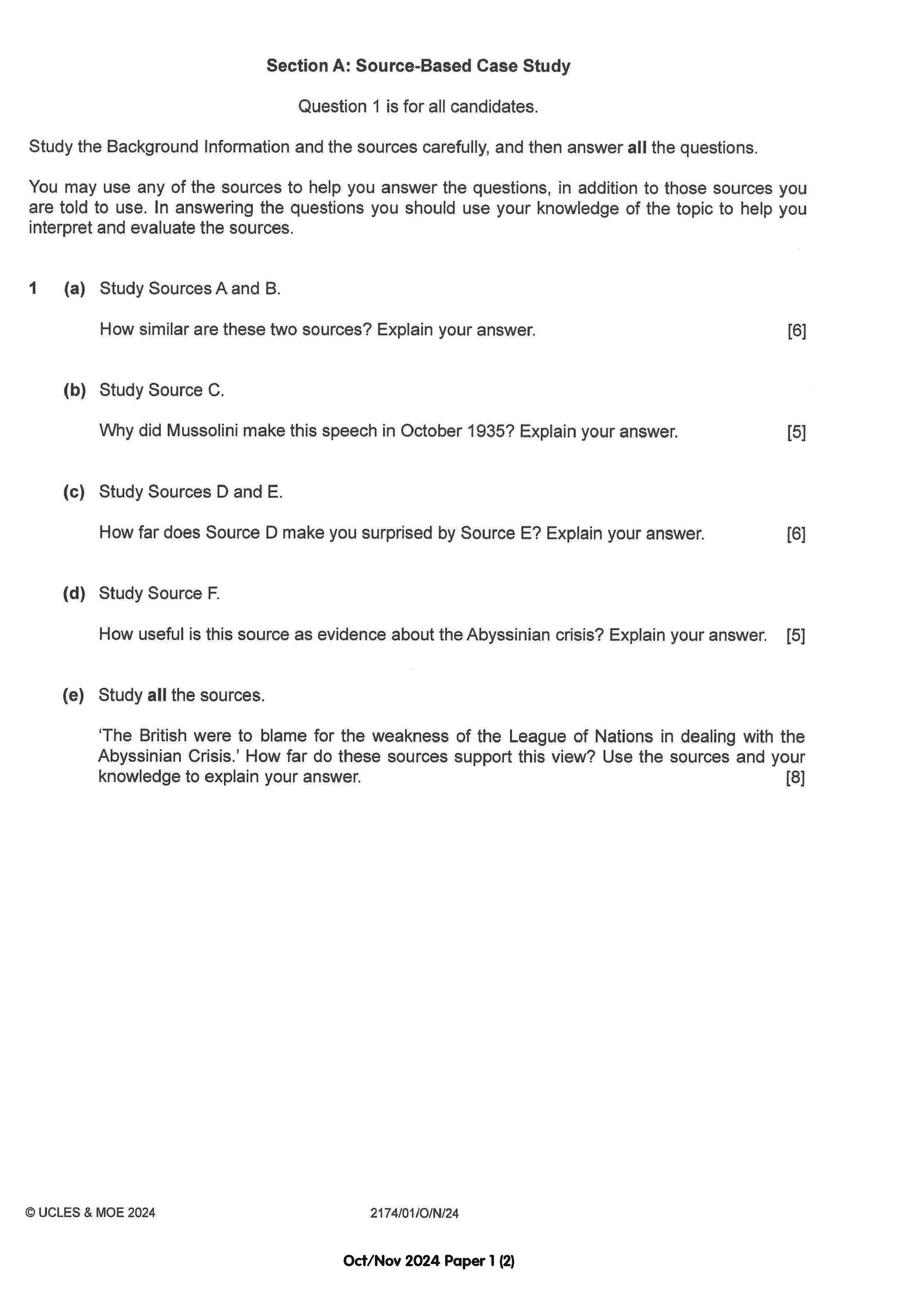 O Level History Q&A 15-24 (Yearly)