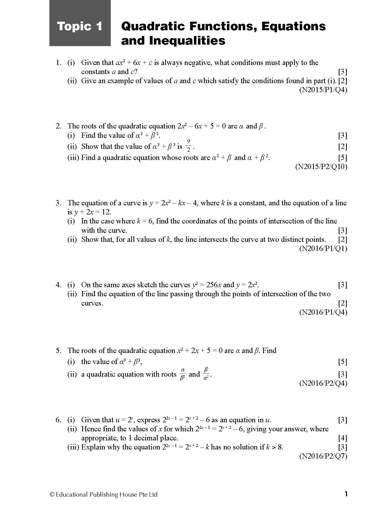 O Level Add Maths Exam Q&A 15-24 (Topic)