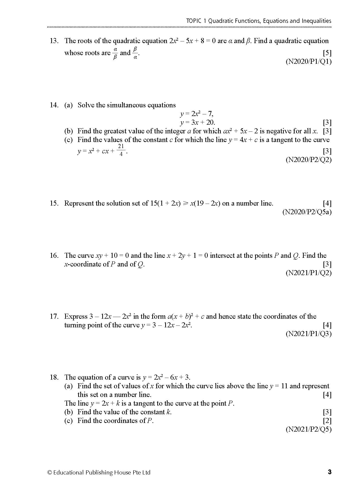 O Level Add Maths Exam Q&A 15-24 (Topic)