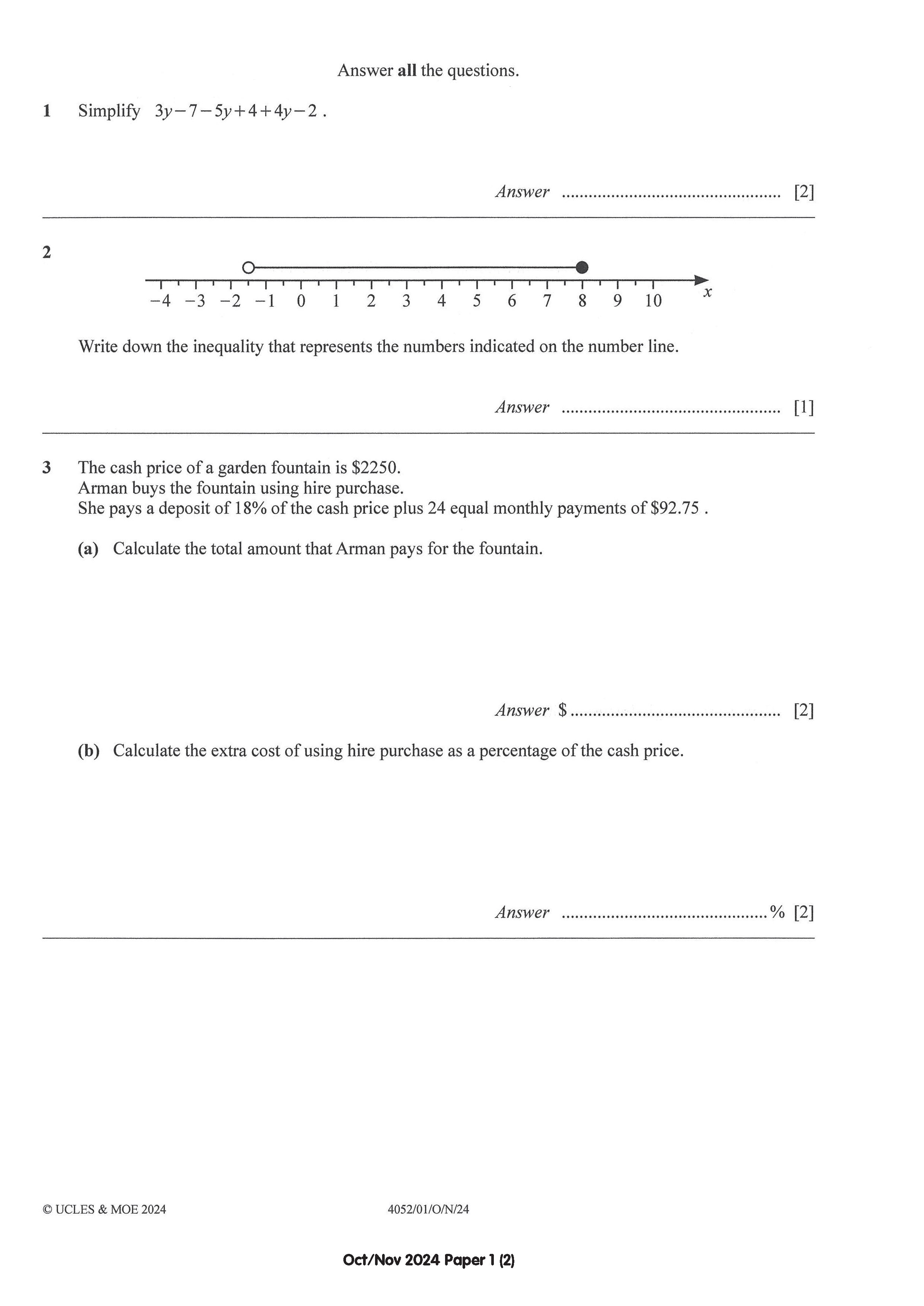 O Level Maths Exam Q&A 15-24 (Yearly)