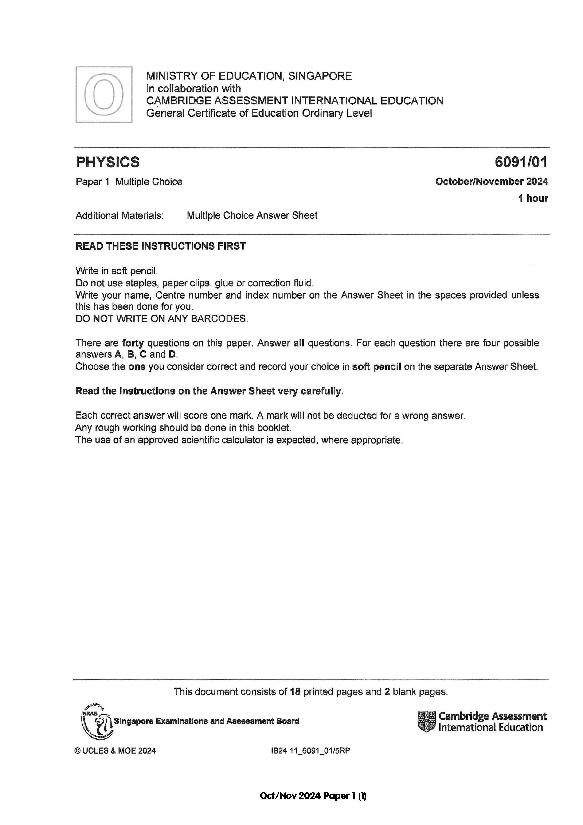 O Level Physics Exam Q&A 15-24 (Yearly)