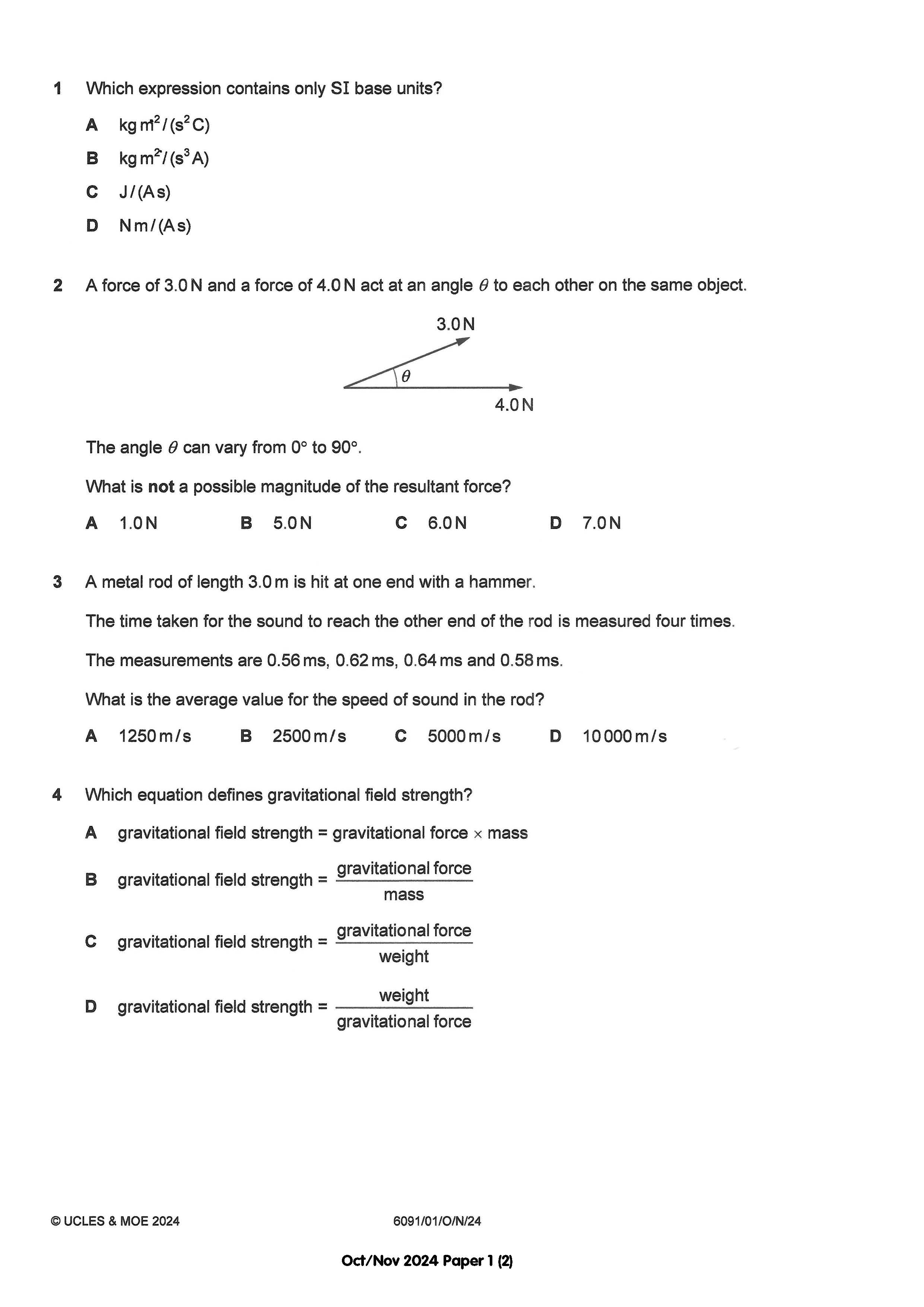 O Level Physics Exam Q&A 15-24 (Yearly)