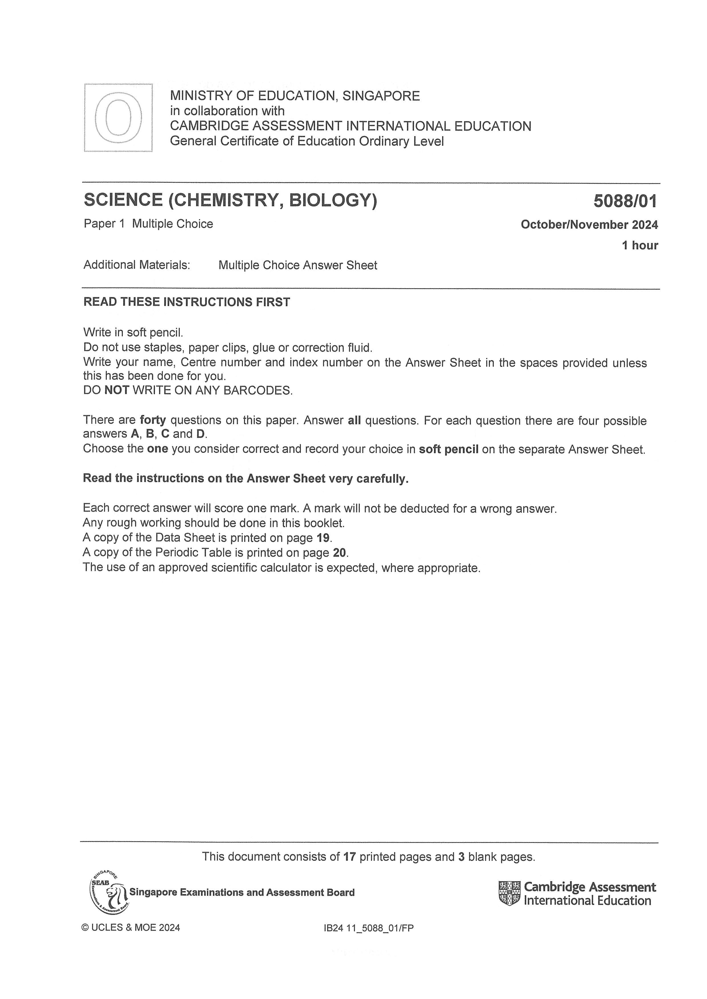 O Level Science Biology Exam Q&A 15-24 (Yearly)