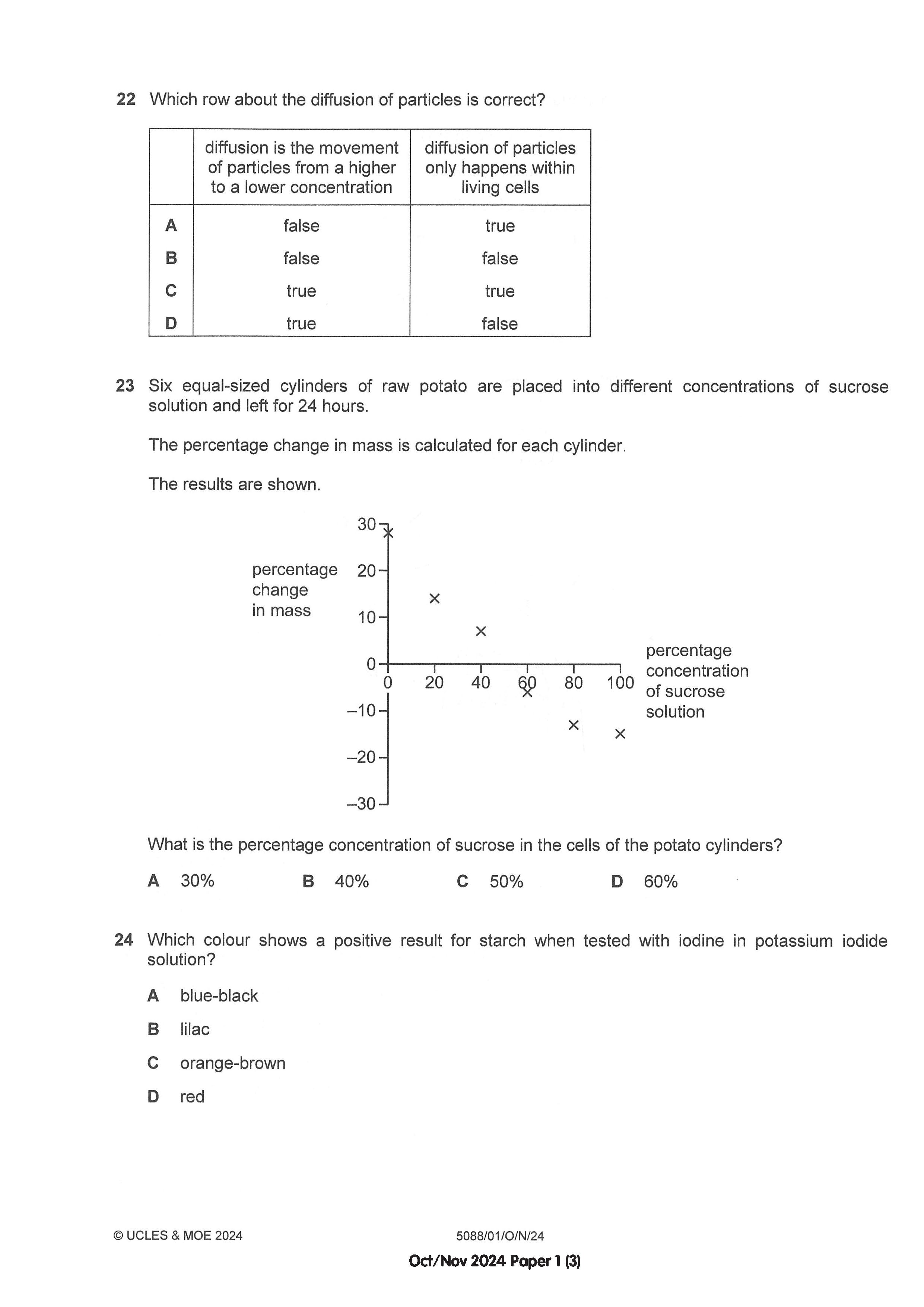 O Level Science Biology Exam Q&A 15-24 (Yearly)