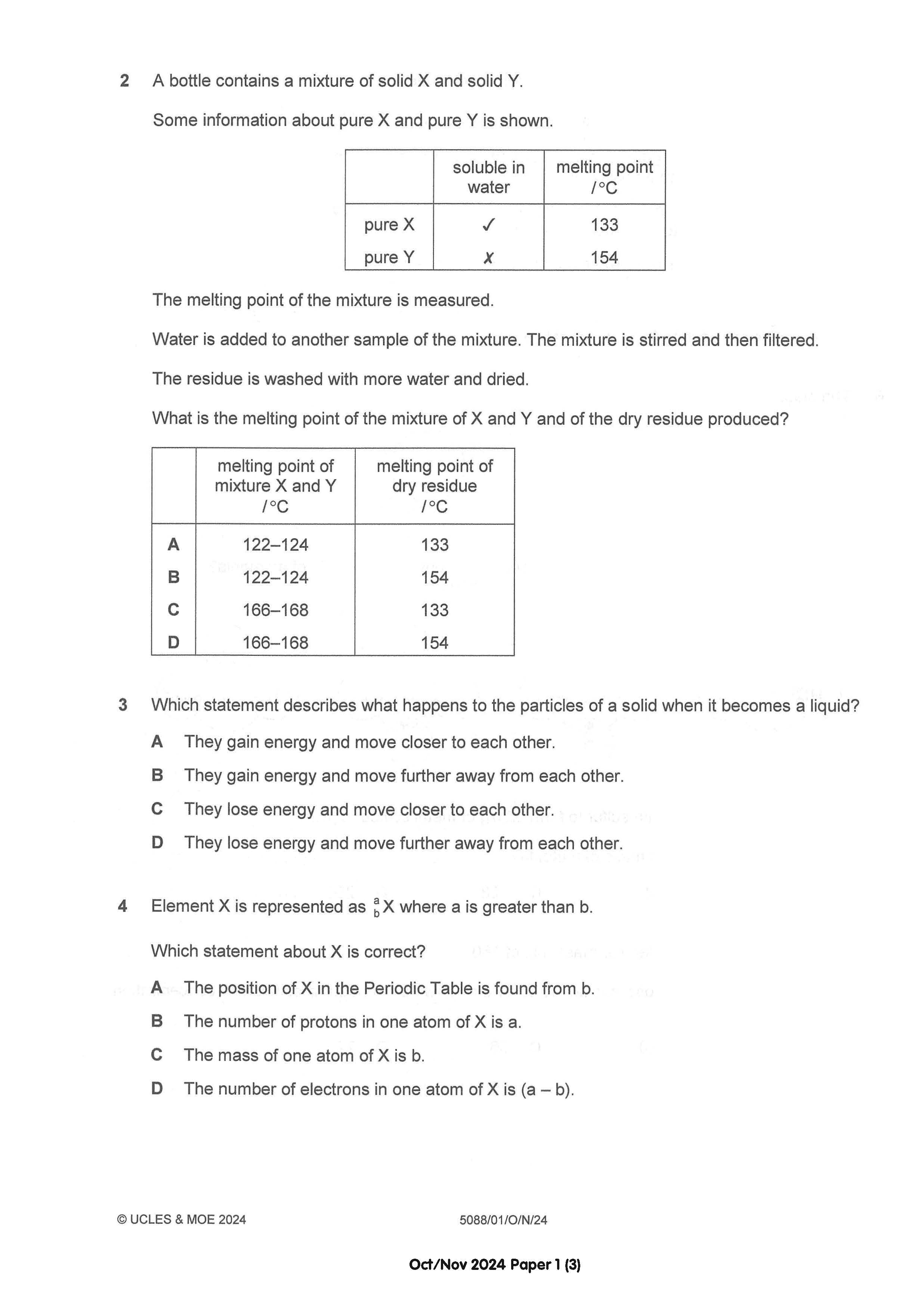 O Level Science Chemistry Exam Q&A 15-24 (Yearly)