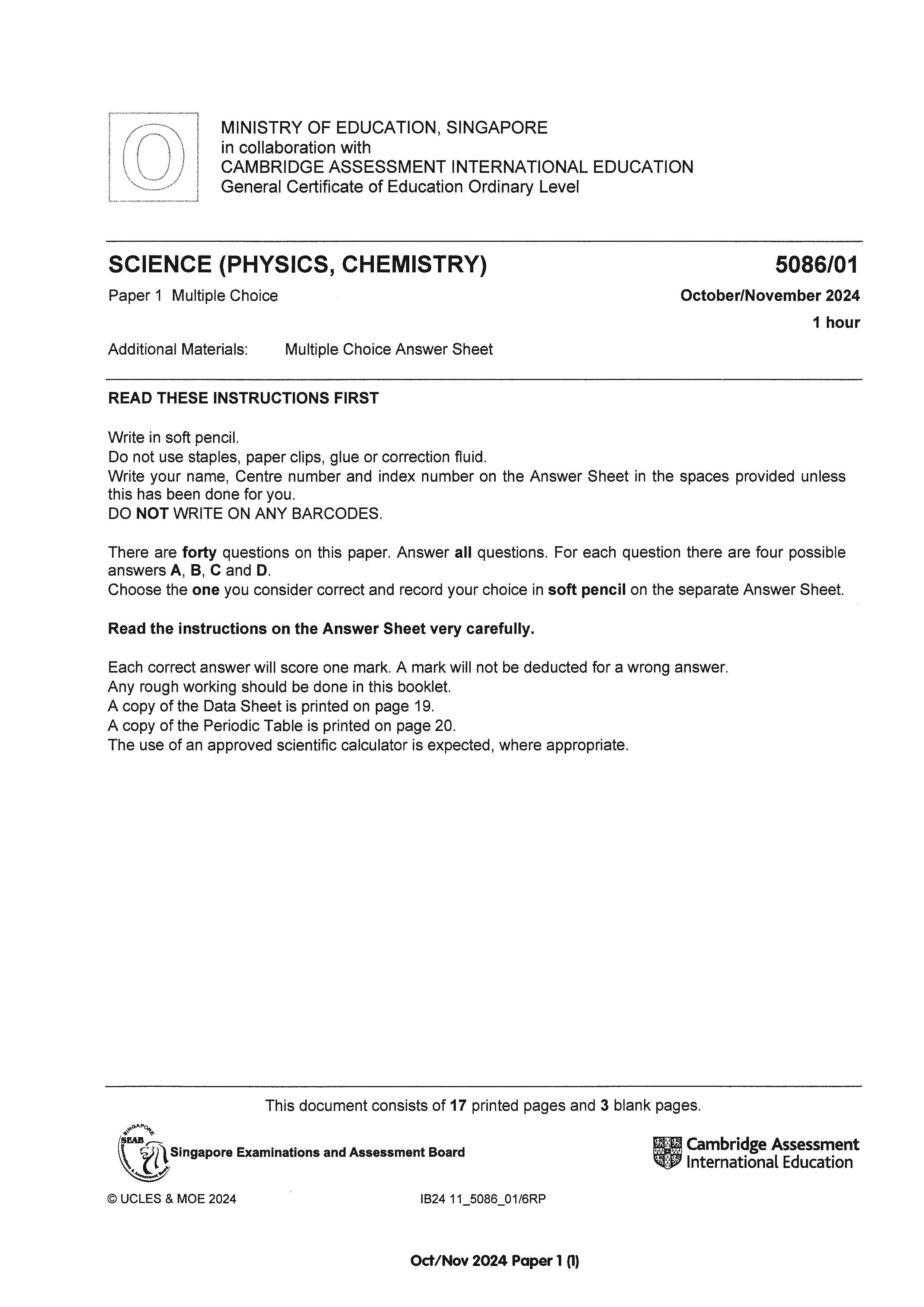 O Level Science Physics Exam Q&A 15-24 (Yearly)