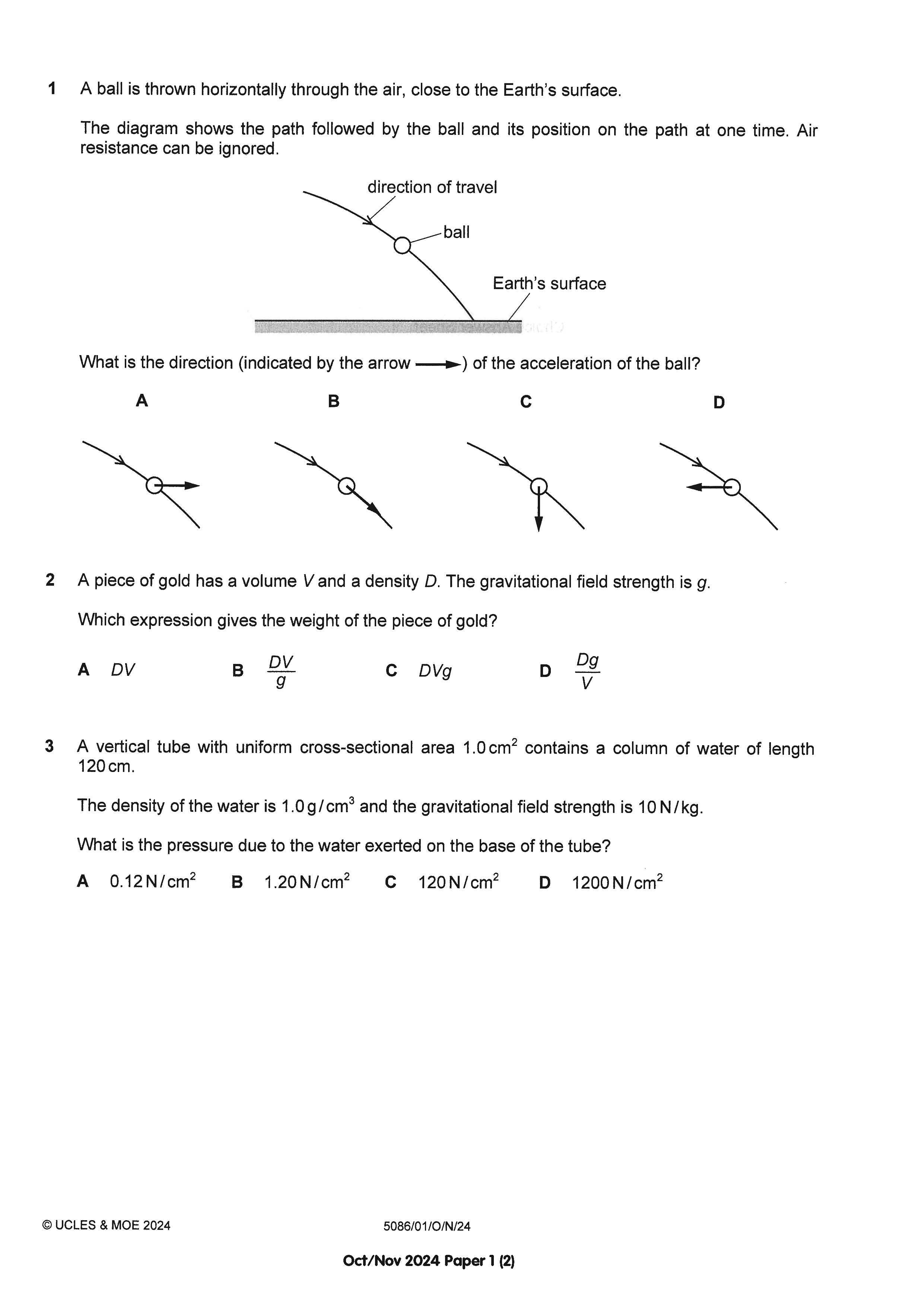 O Level Science Physics Exam Q&A 15-24 (Yearly)