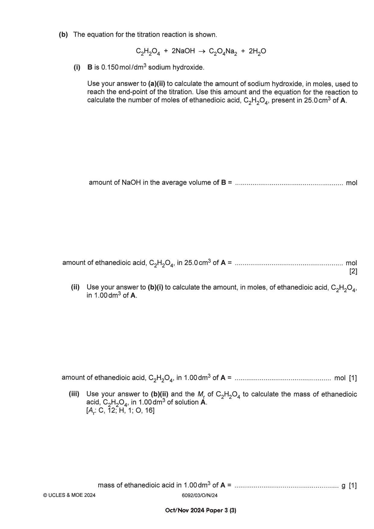 O Level Chemistry Practical Qs 15-24 (Yearly)