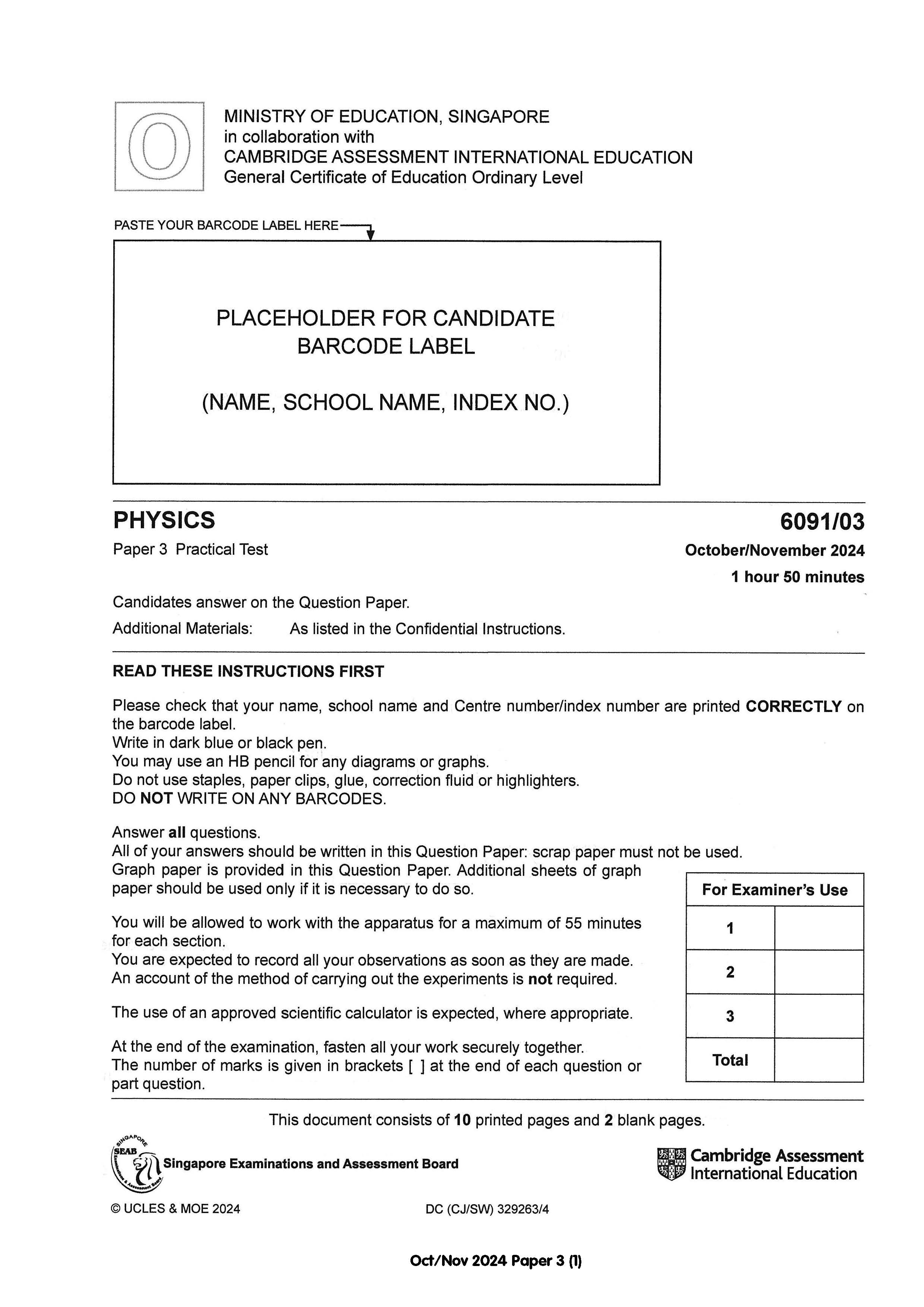 O Level Physics Practical Qs 15-24 (Yearly)