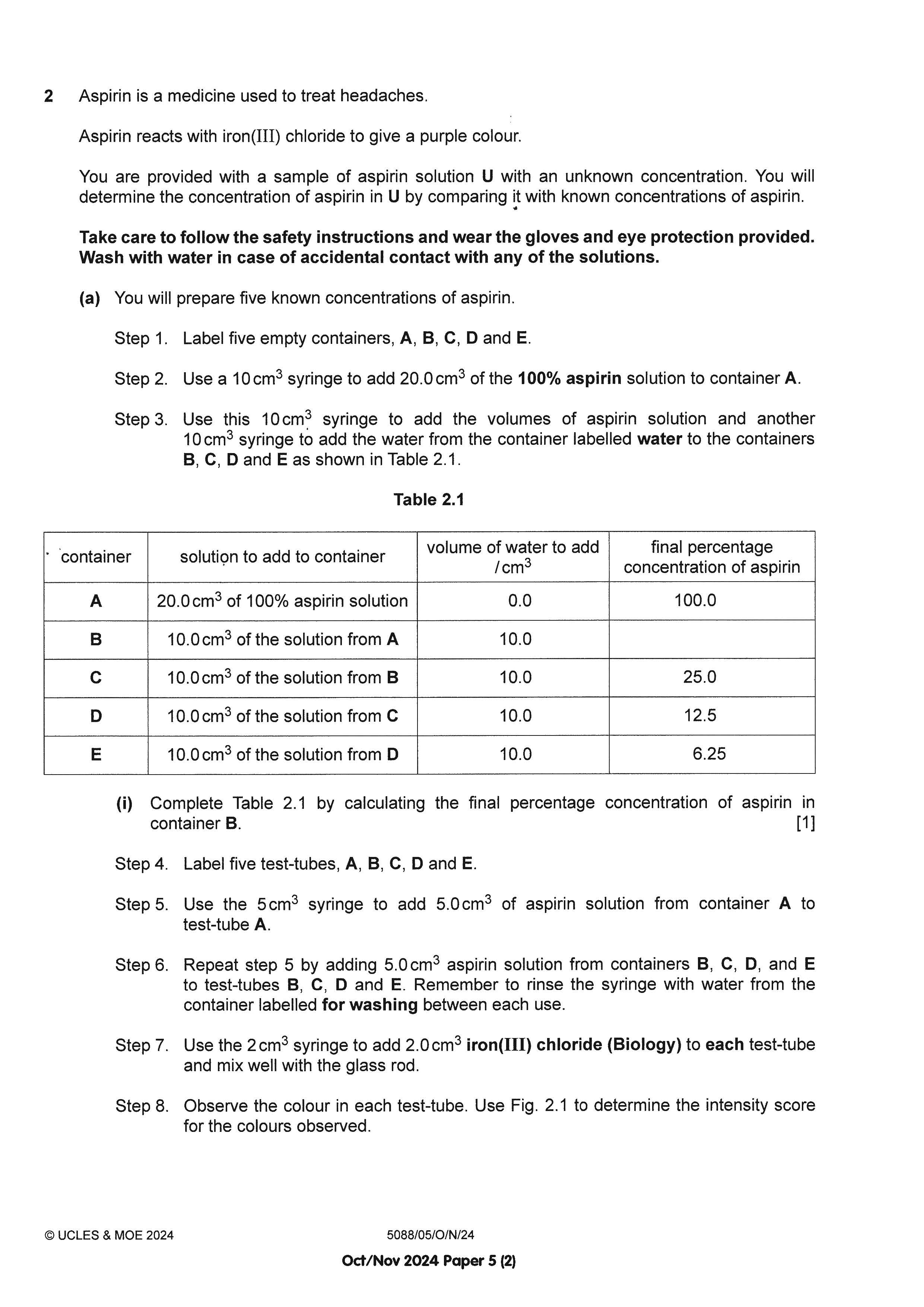 O Level Science Biology Practical Qs 15-24 (Yearly)