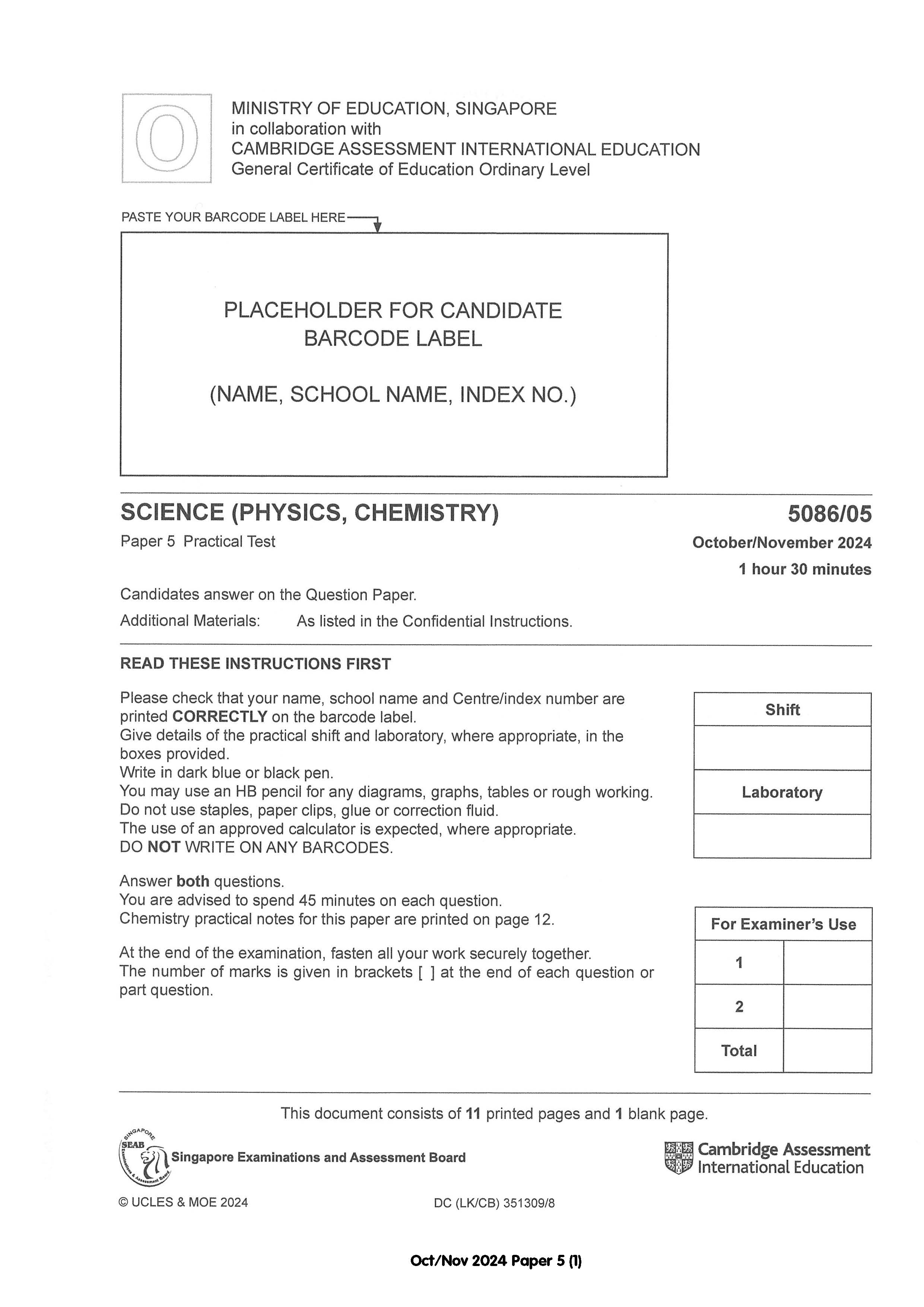 OL Science Physics Practical Qs 15-24 (Yearly)