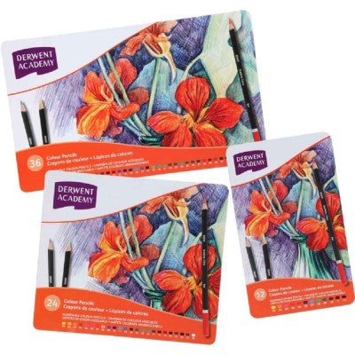 DERWENT ACADEMY COLOURED PENCILS 36 TIN