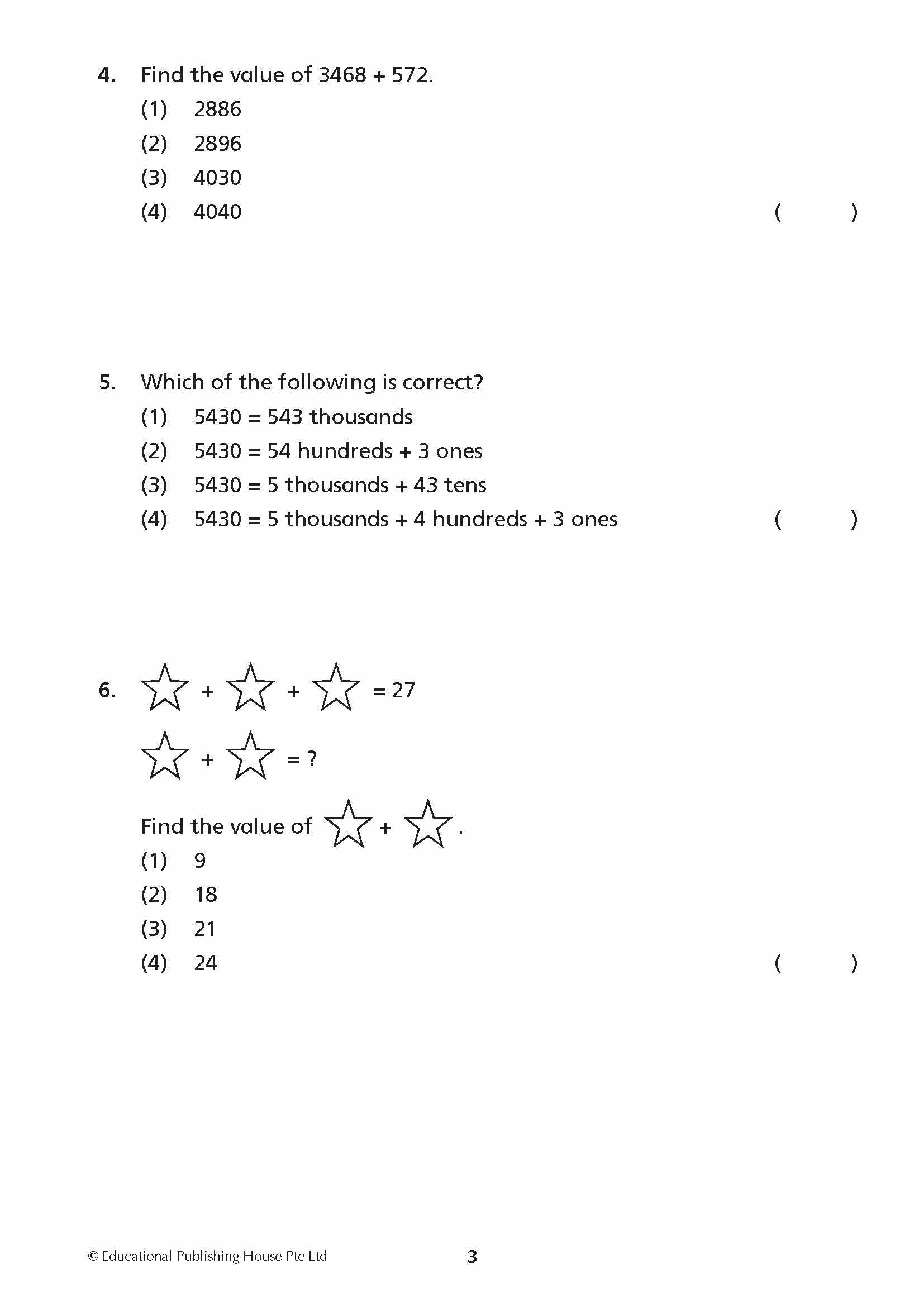 Primary 3 New Syllabus Maths Exam Papers