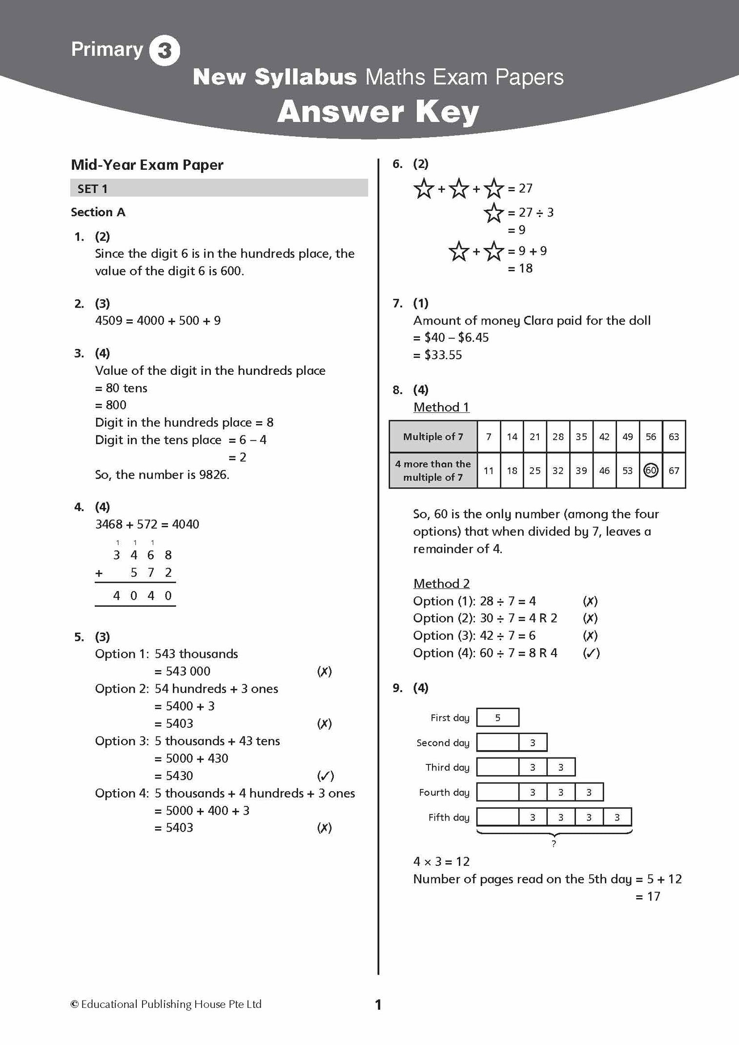 Primary 3 New Syllabus Maths Exam Papers