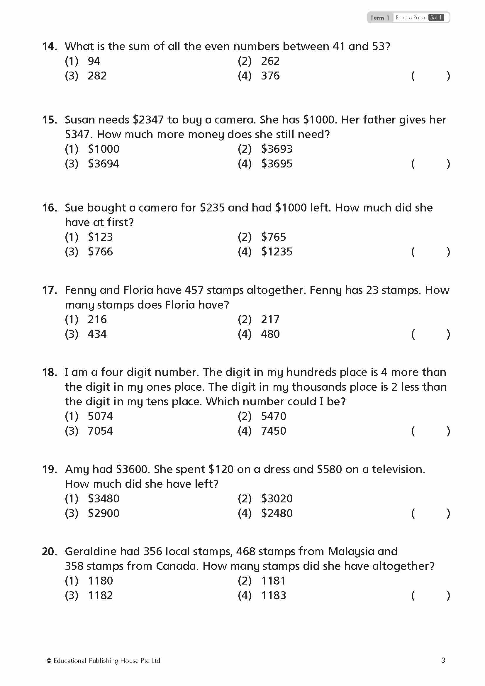 Primary 3 Top Mathematics Practice Papers