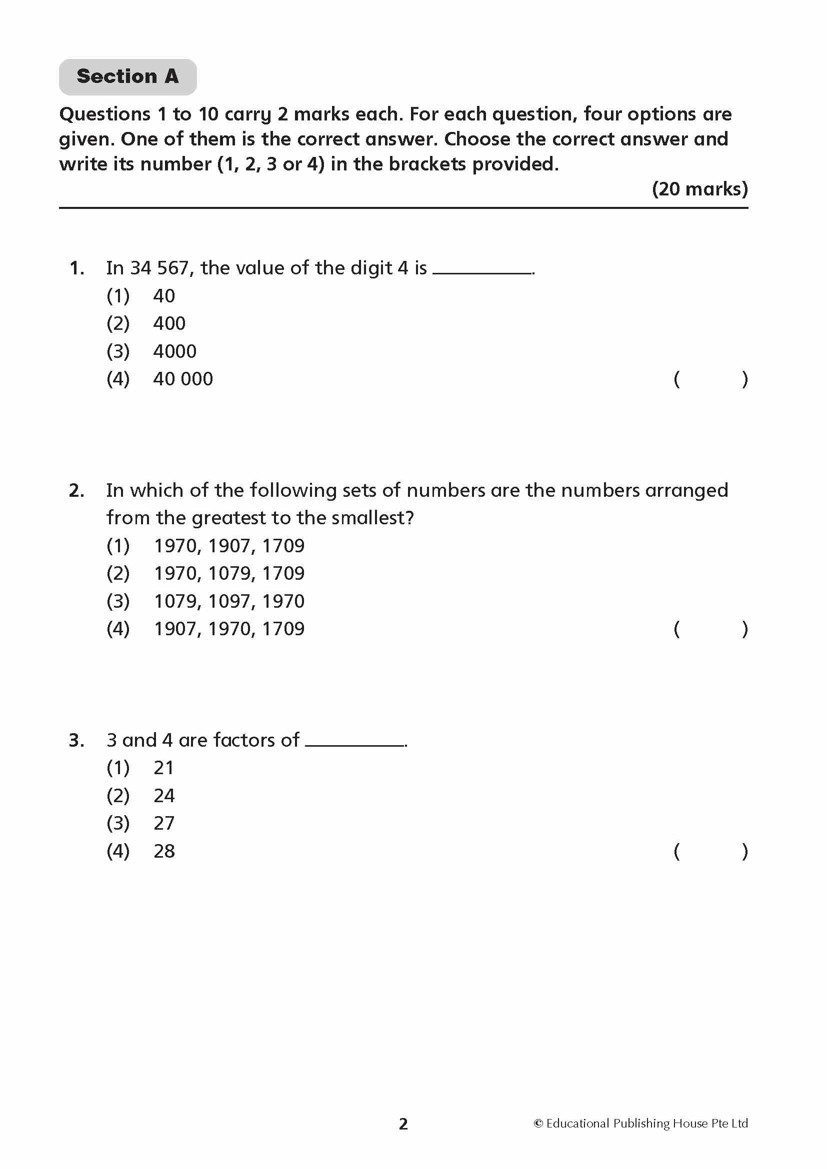 Primary 4 New Syllabus Maths Exam Papers