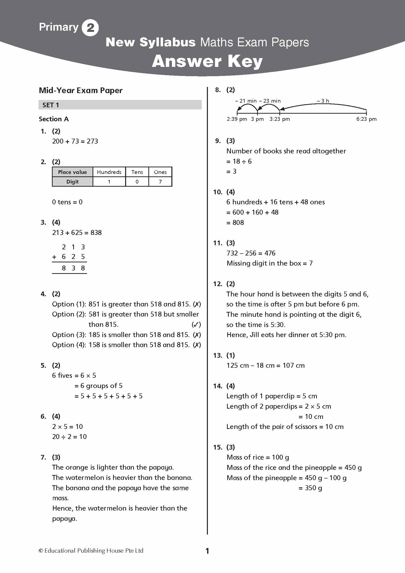 Primary 2 New Syllabus Maths Exam Papers