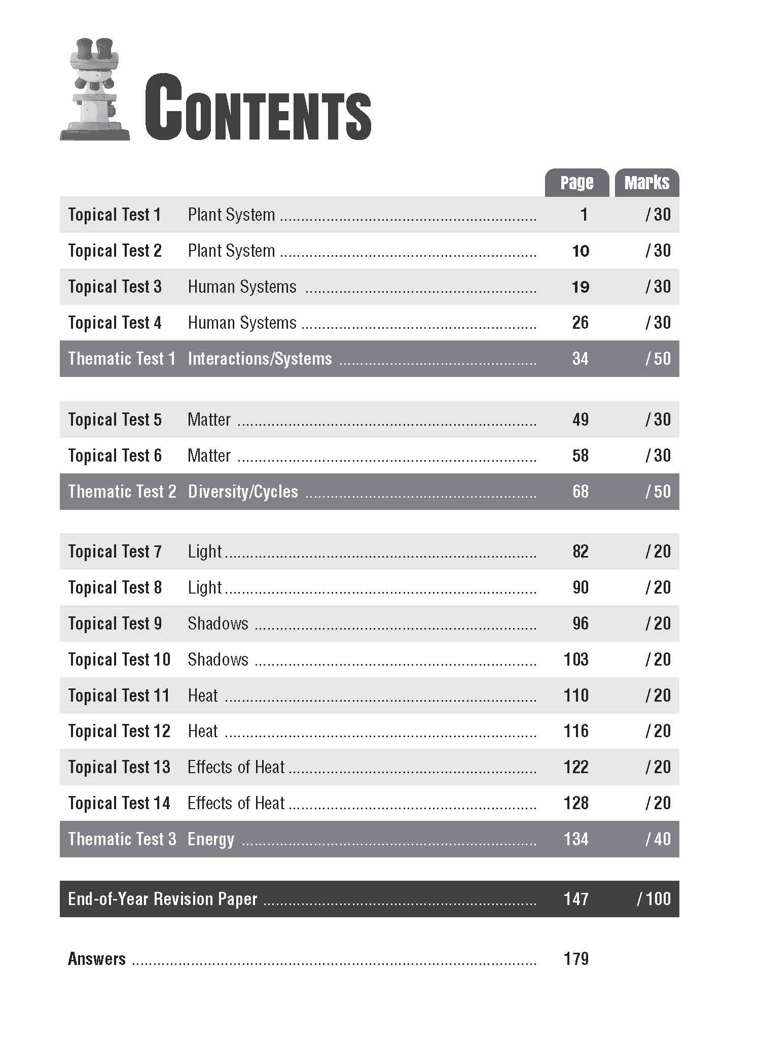 Primary 4 Science Topical and Thematic Tests