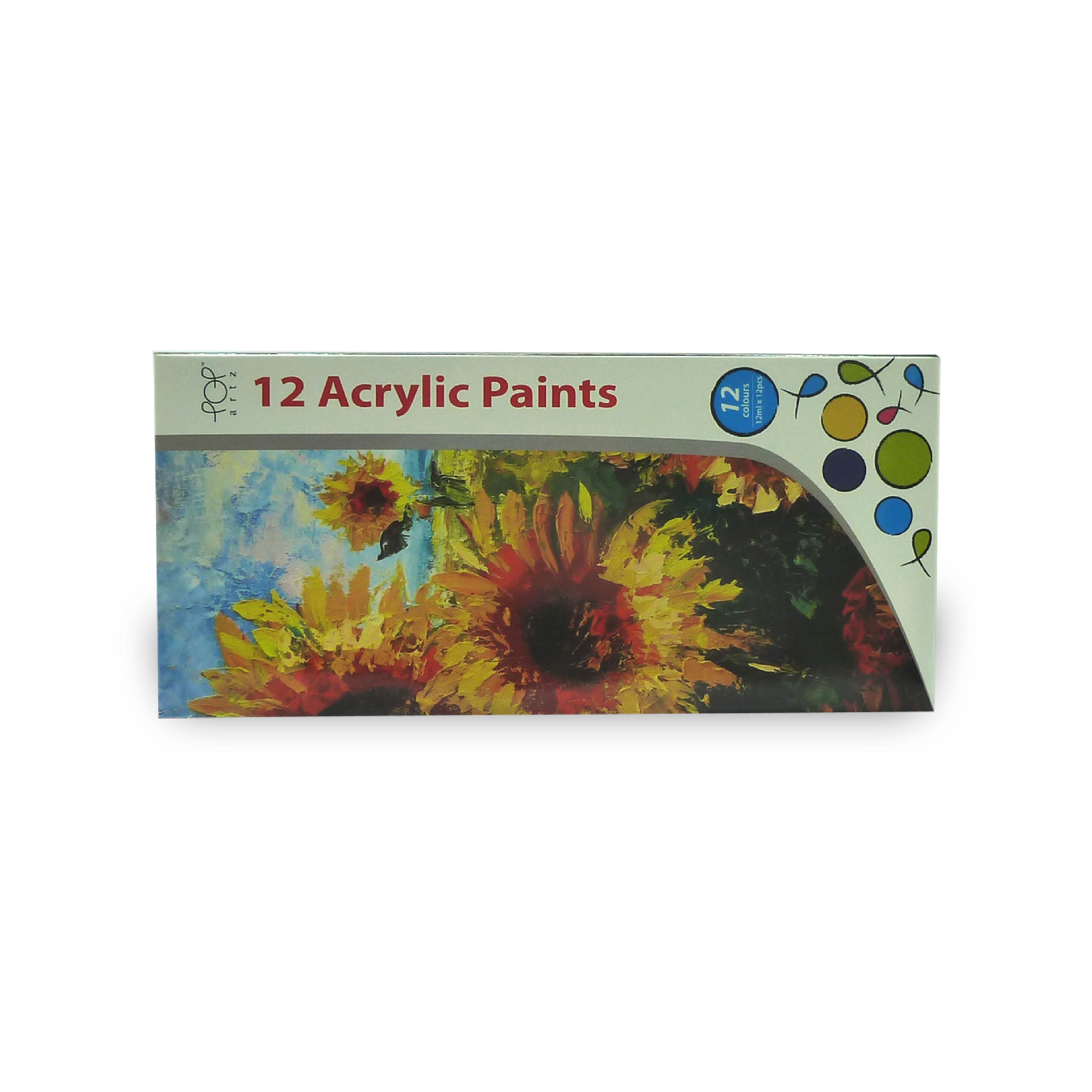 POP Artz Acrylic Paint 12 ML 12 Colours