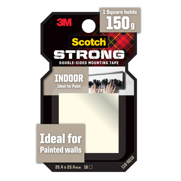 Scotch® 110-SQ16 Indoor Double-Sided Mounting Squares, 16pcs
