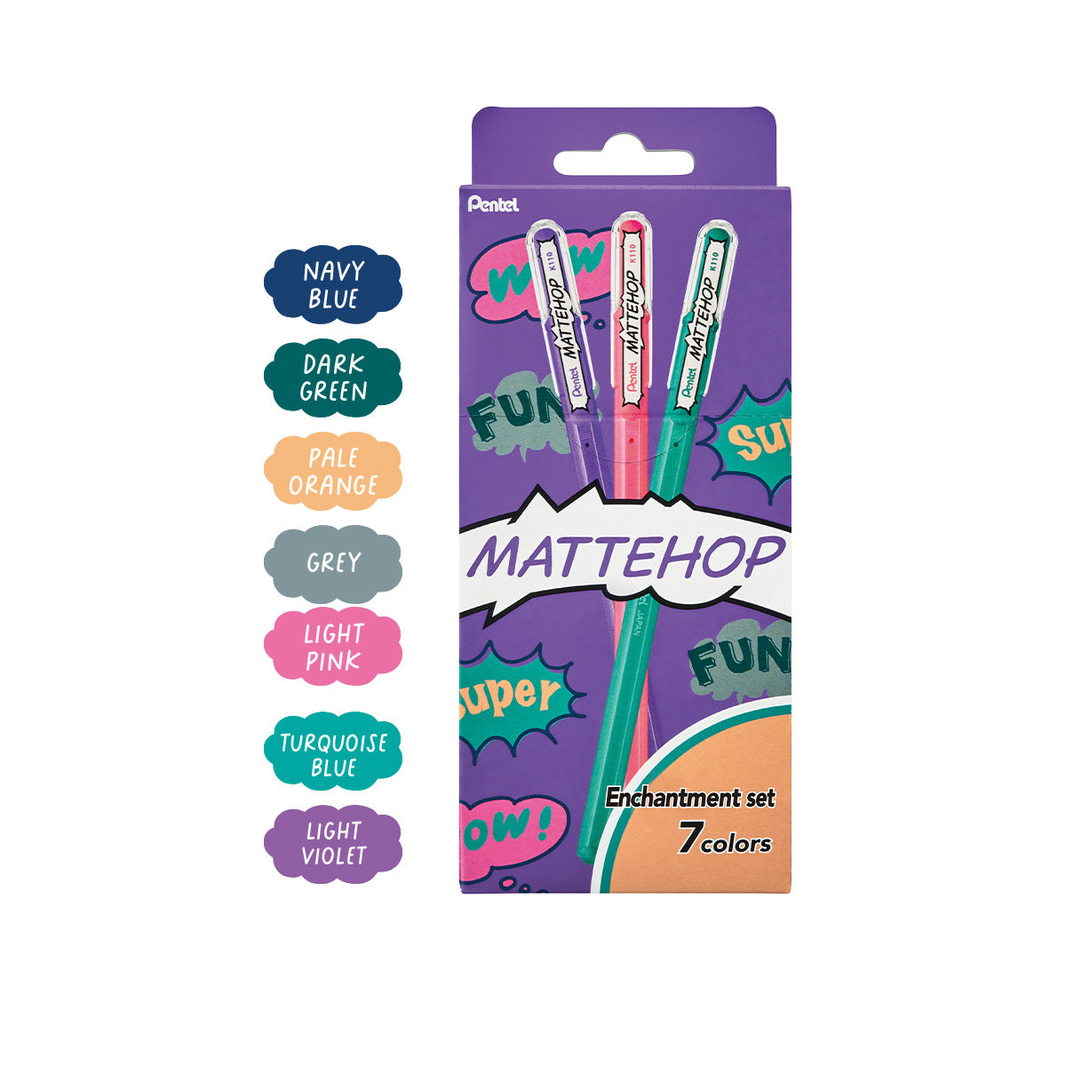 PENTEL MATTEHOP Gel Pen 7COL SET