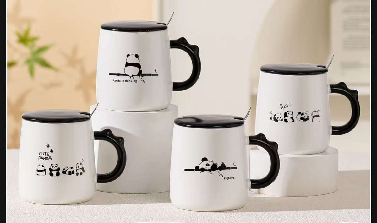  CERAMIC MUG PANDA W LID 6188