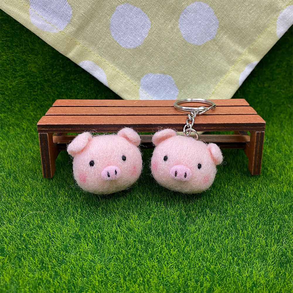 DIY Animal Felting Key Charm - Pink Piggy