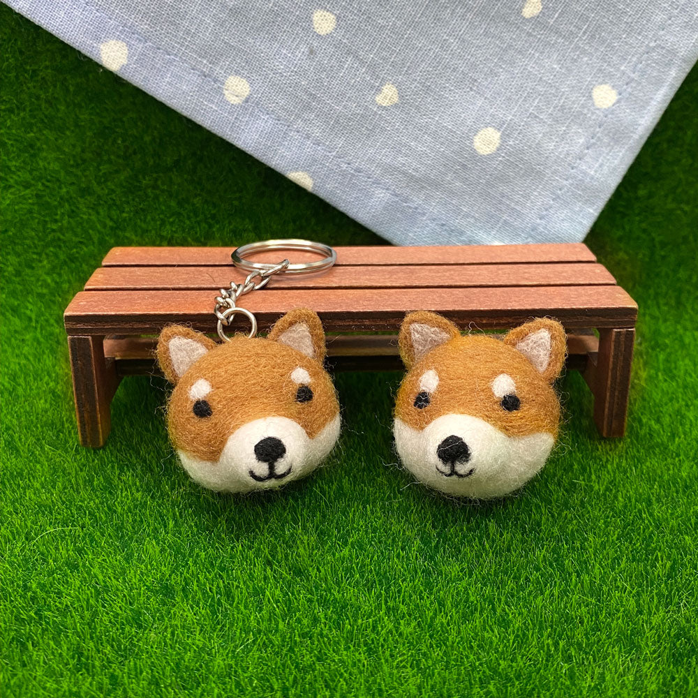 DIY Animal Felting Key Charm - Chestnut Shiba