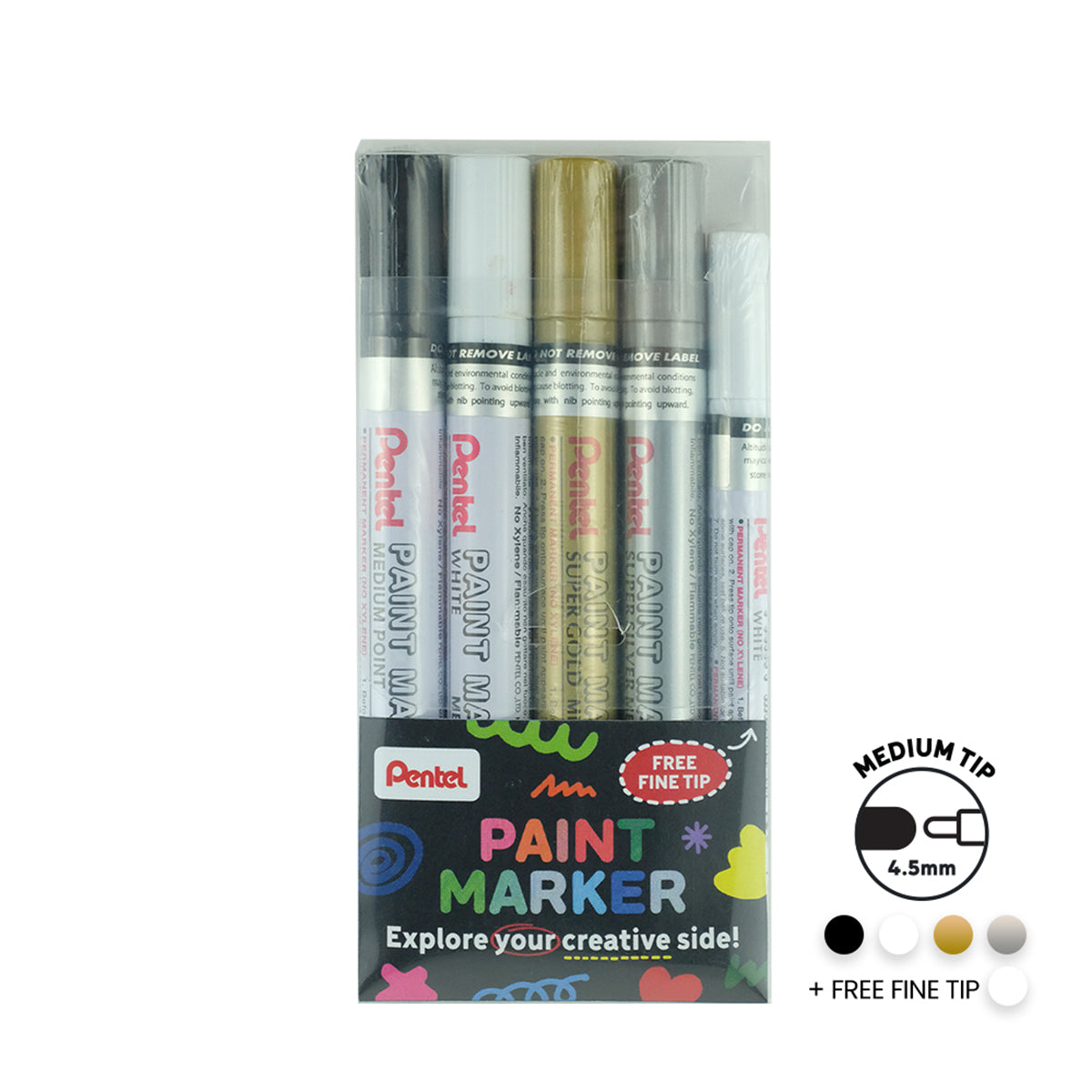 PENTEL Paint Marker Fine 5Col Awxz Set