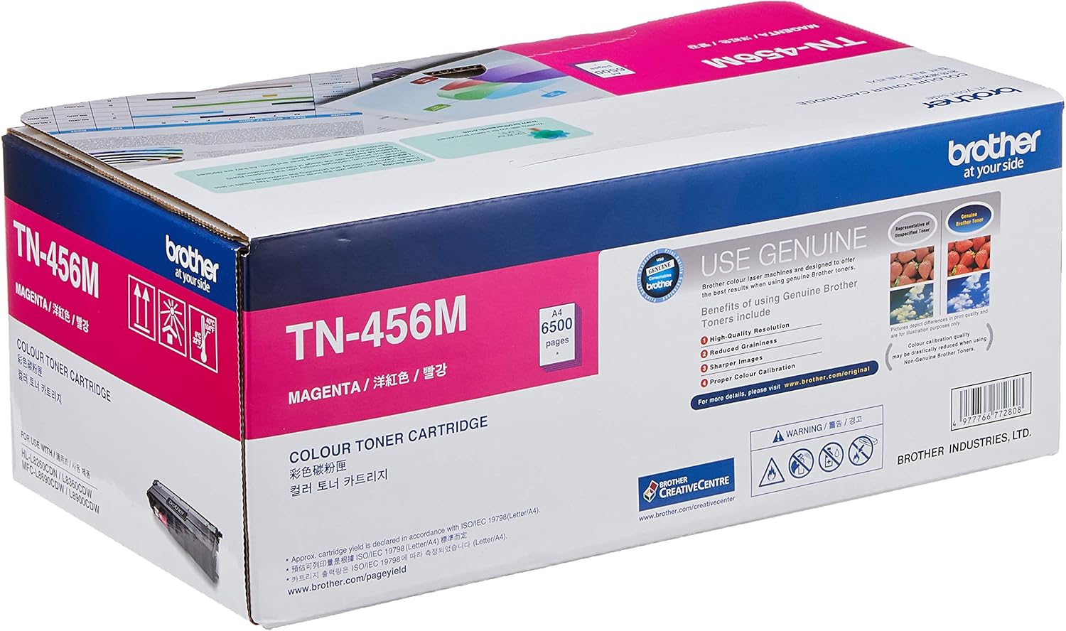 Brother TN-456M ASA Original Toner Cartridge Compatible with HL/MFC Series, 6500 Pages, Magenta