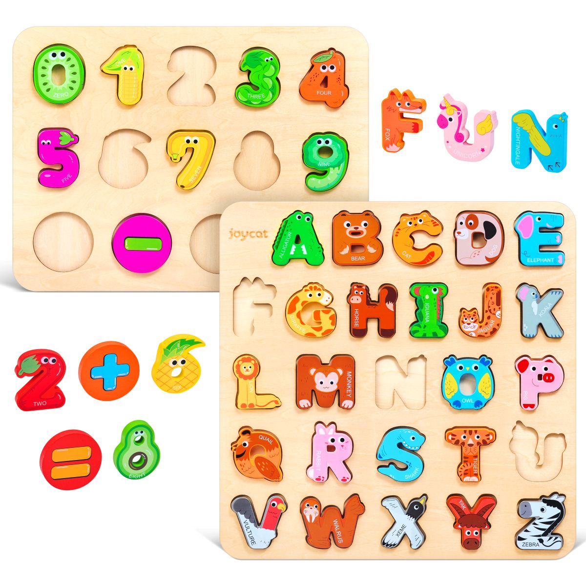 JOYCAT WOODEN BOARD NUMBER AND ALPHABET PUZZLES