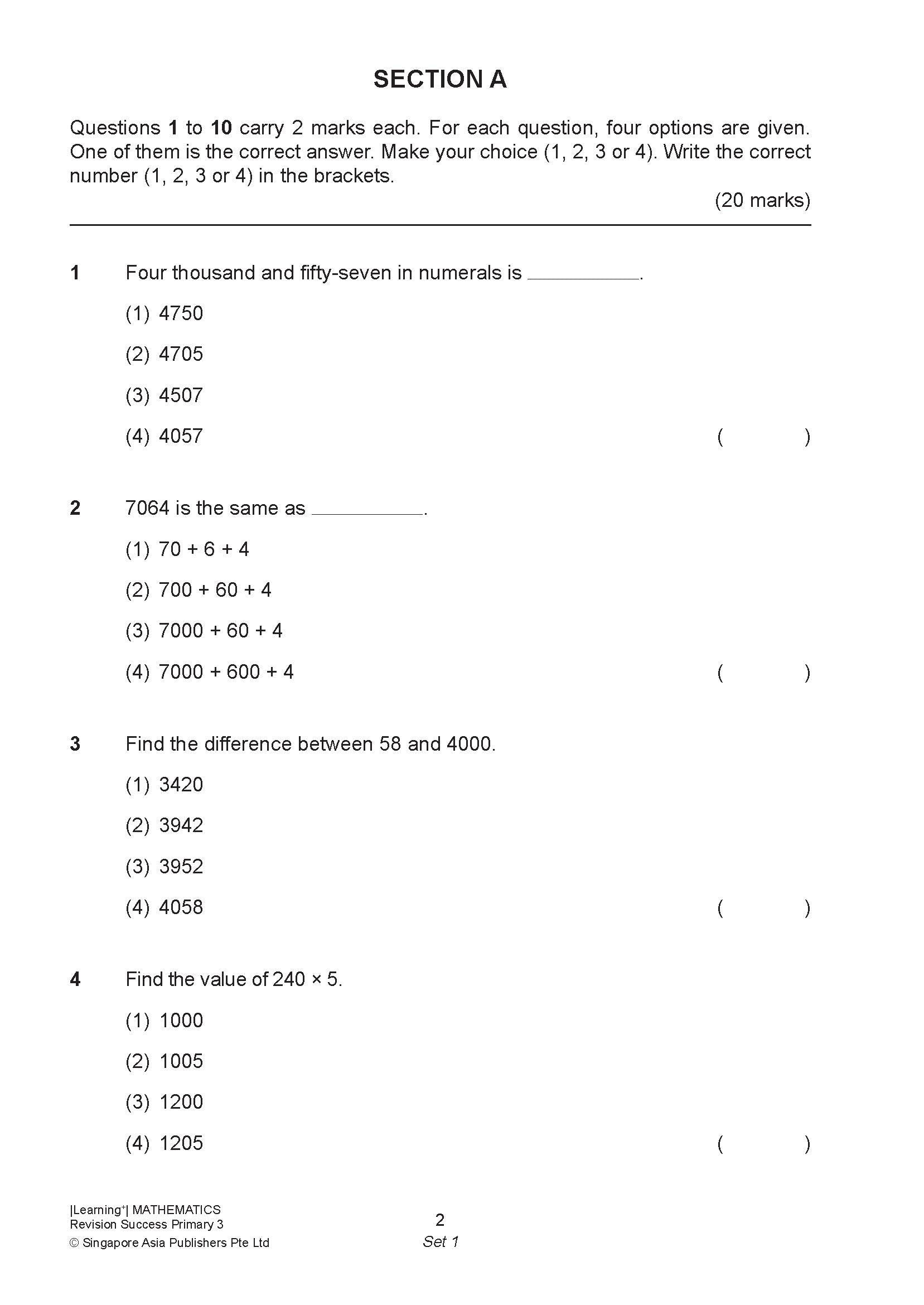 Learning+ Mathematics Revision Success Primary 3