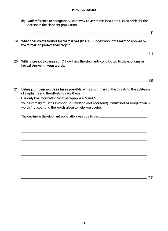 Secondary 3 Eng Comprehension Practice Papers