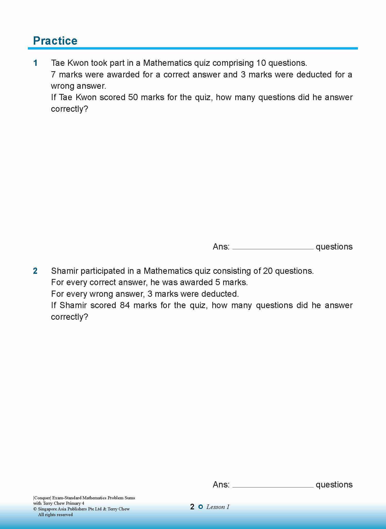 Primary 4 Conquer EXAM-STANDARD Mathematics PROBLEM SUMS with Terry Chew - 2nd Edition