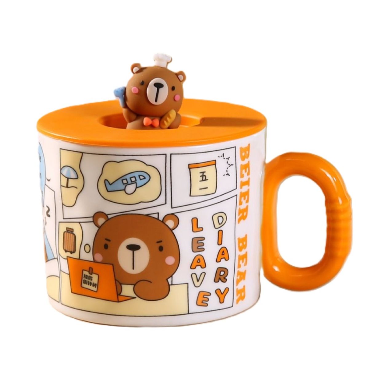 ASSORTED CERAMIC MUG WITH LID COMIC A113
