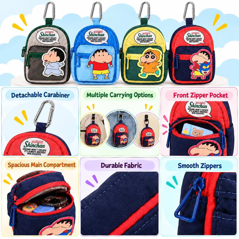  Crayon Shinchan Mini Bag With Carabiner – 4 Assorted Design 
